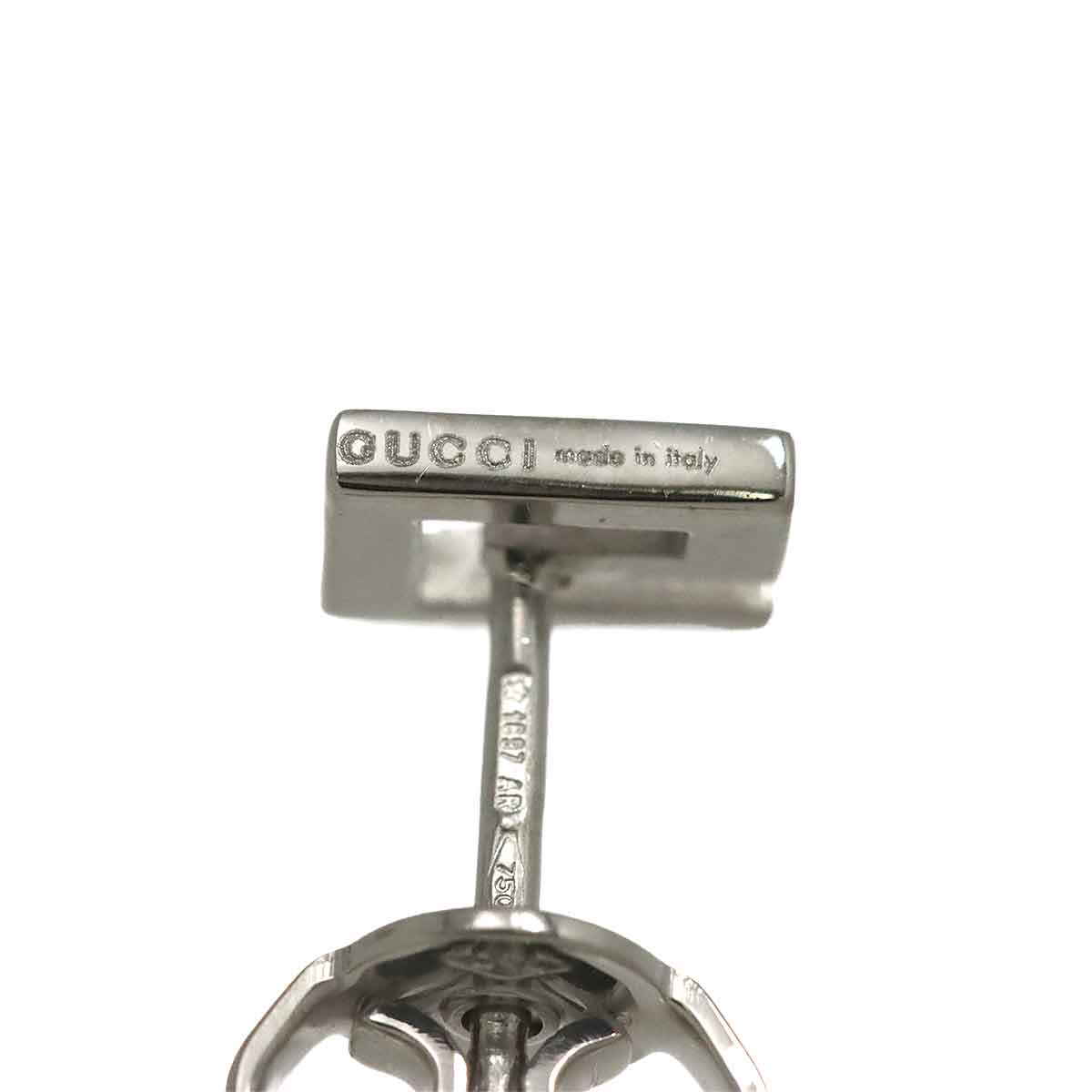 G Logo Earrings Pierced 18K White Gold 750