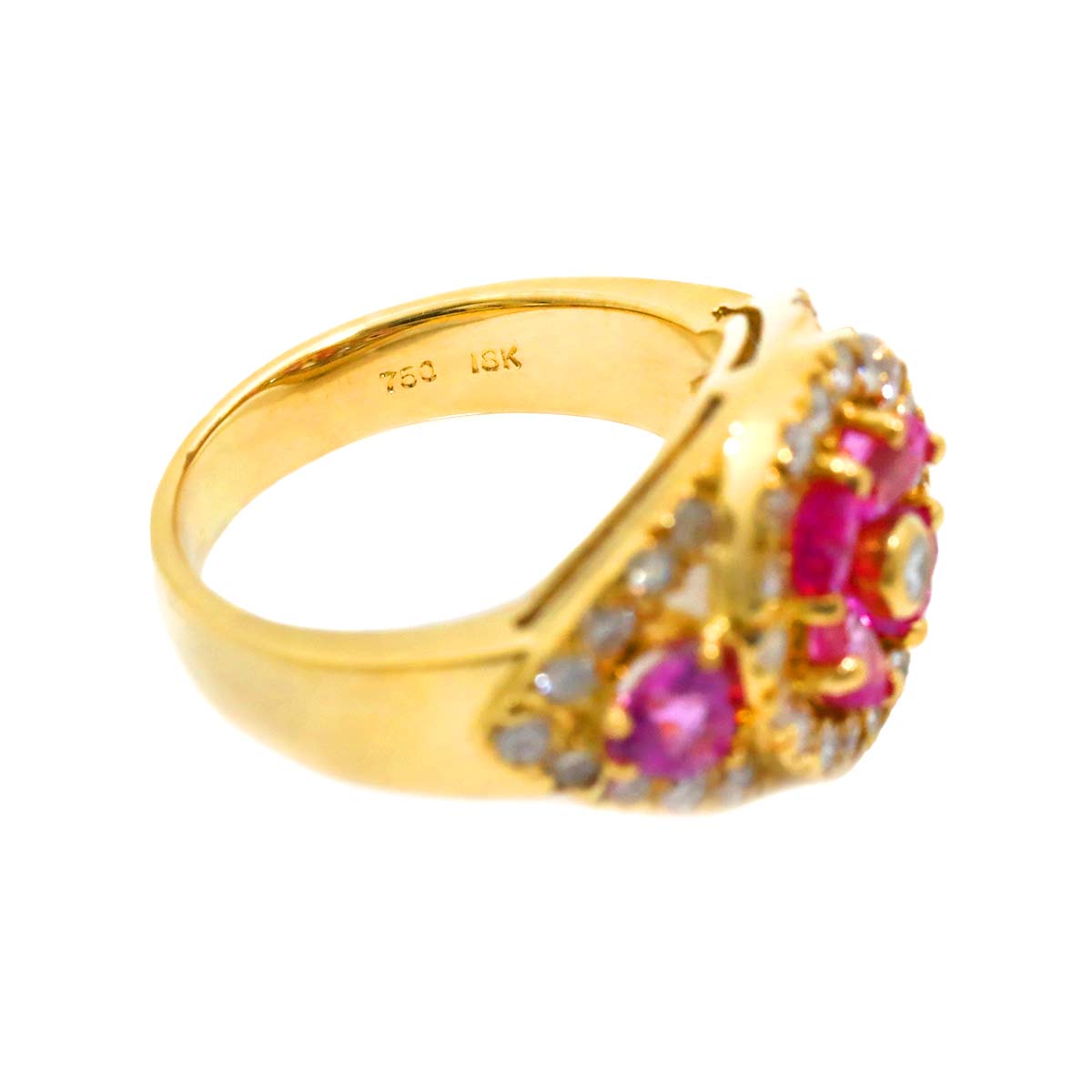 PinkSapphire 1.85ct Diamond 0.87ct Ring 18K YG 5.75-6(US)