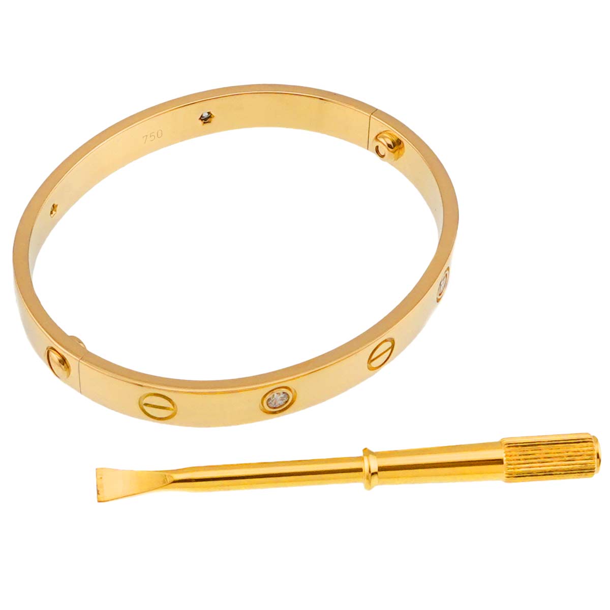 Love Bracelet Diamond 4P Bangle 18K YG 750 Size15