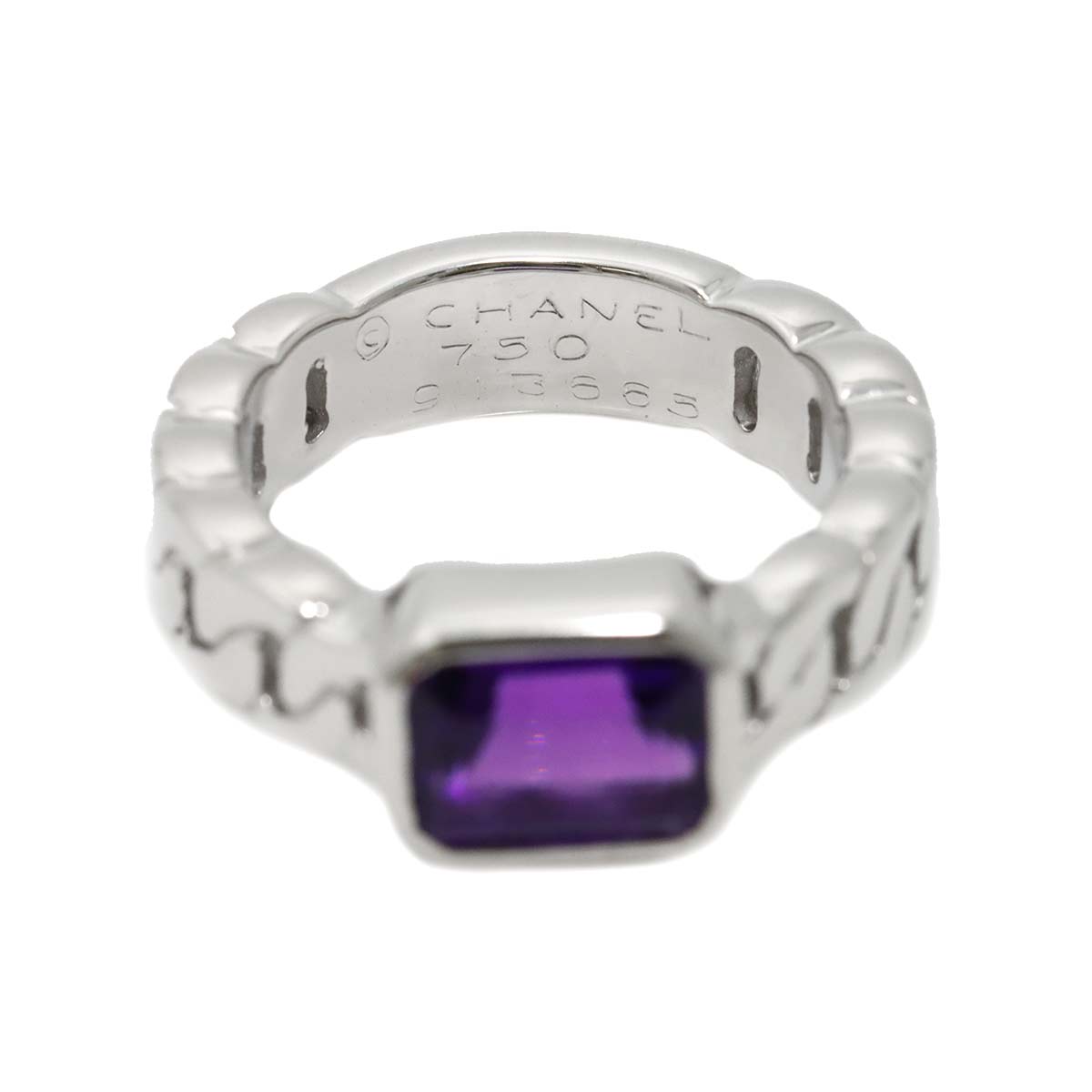Amethyst Ring 18K WG 750 Size 5.25(US)
