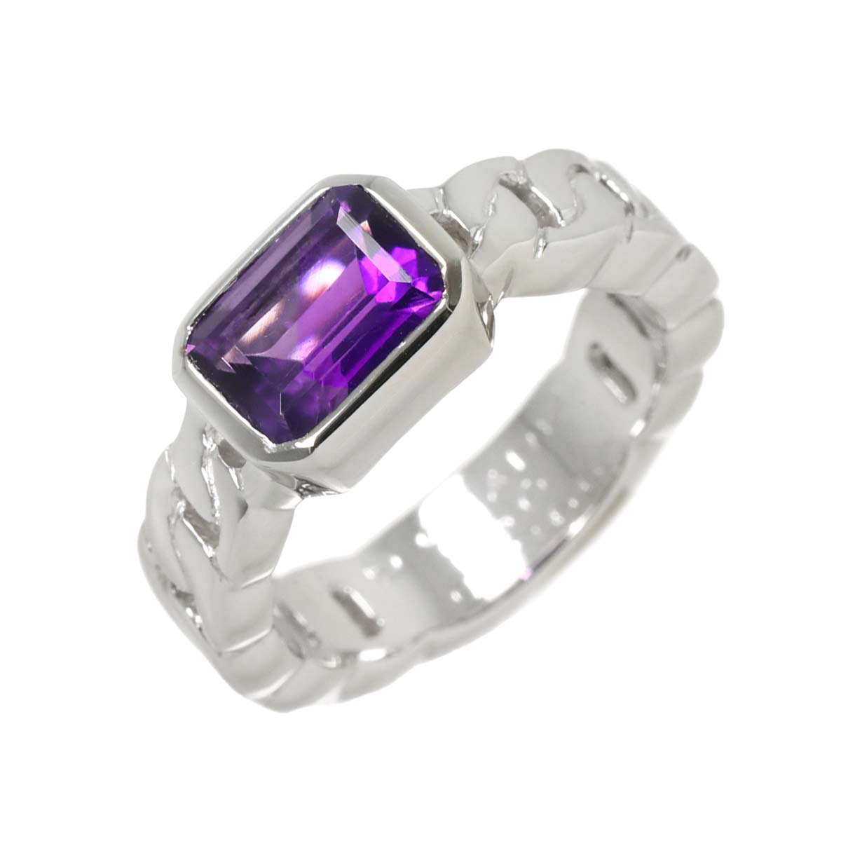 Amethyst Ring 18K WG 750 Size 5.25(US)