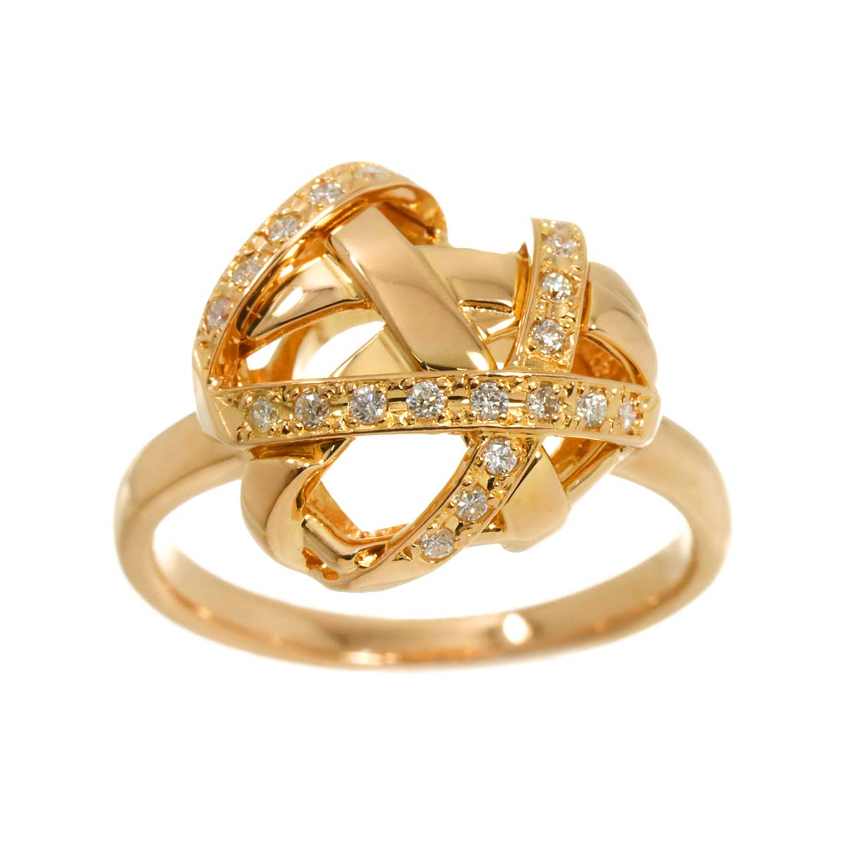 Diamond 0.14ct Ring 18K K18 PG 750 size5.5-5.75(US)