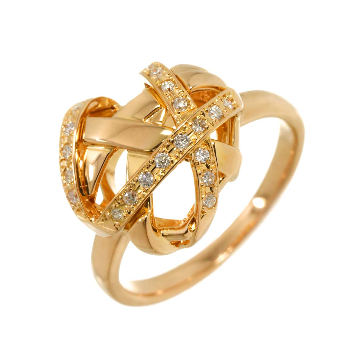 Diamond 0.14ct Ring 18K K18 PG 750 size5.5-5.75(US)