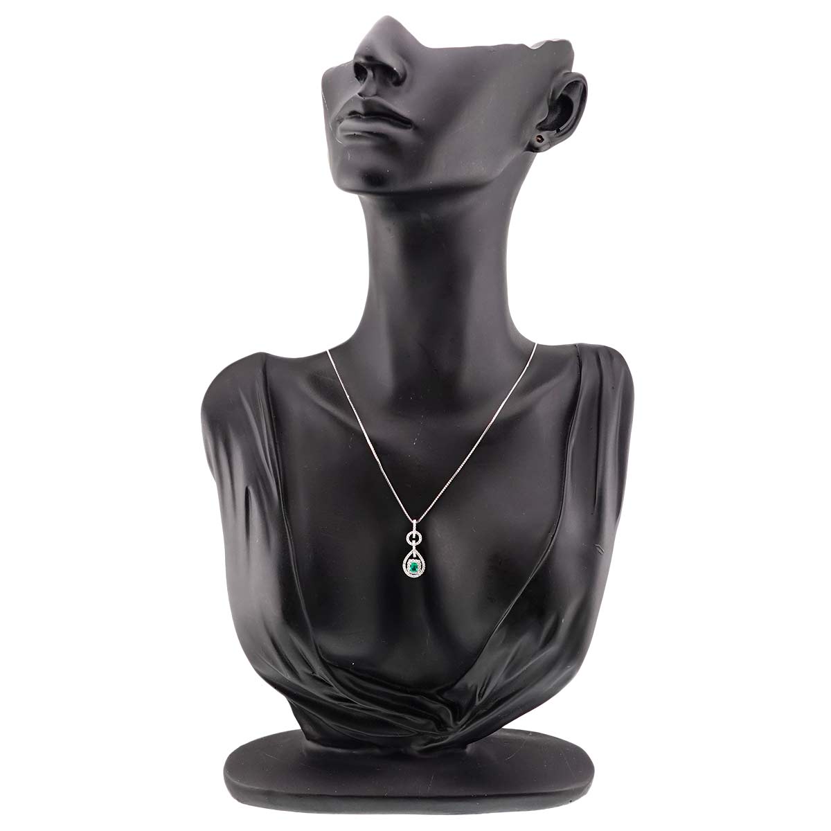 Emerald 0.26ct Diamond 0.30ct Necklace 18K K18 WG White Gold 750