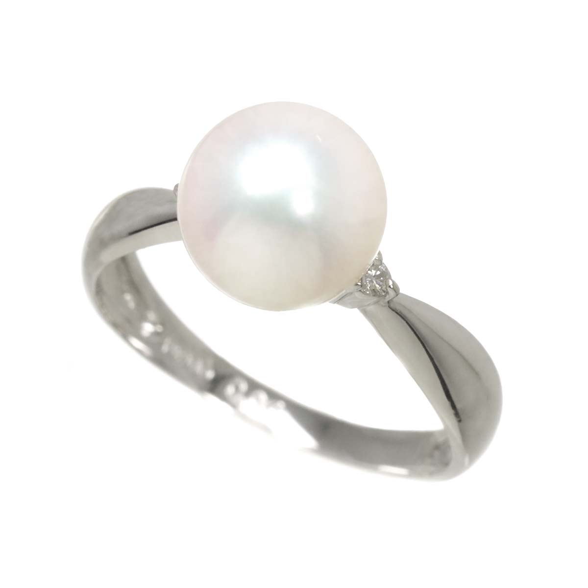 Akoya Pearl 8.5mm Diamond 0.04ct Ring Pt Platinum Size5.75-6(US)