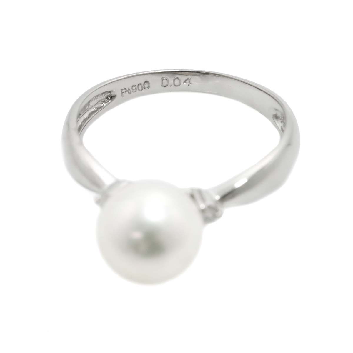 Akoya Pearl 8.5mm Diamond 0.04ct Ring Pt Platinum Size5.75-6(US)