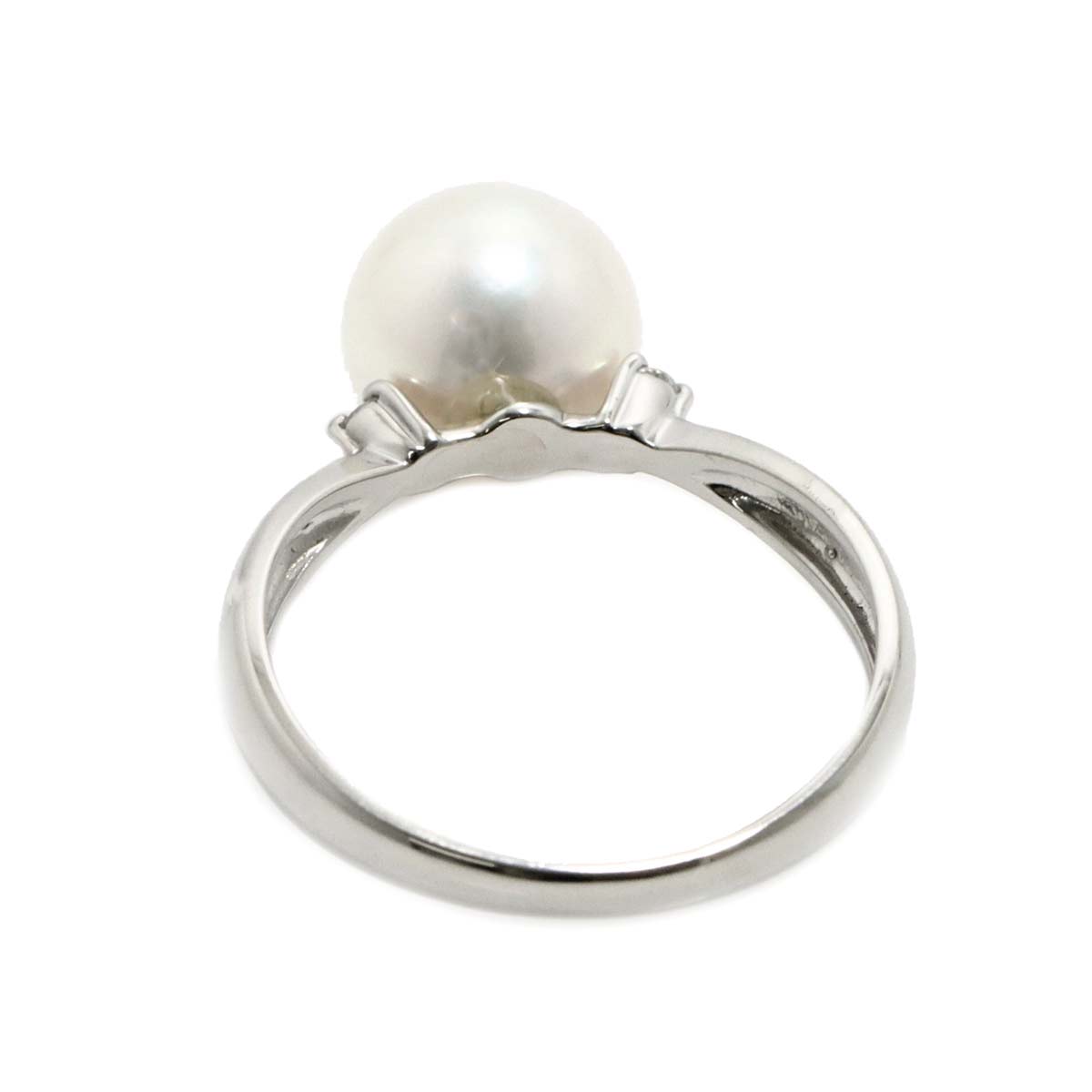 Akoya Pearl 8.5mm Diamond 0.04ct Ring Pt Platinum Size5.75-6(US)