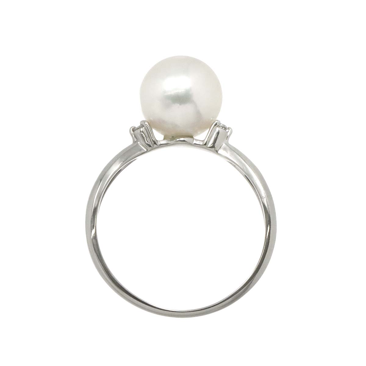 Akoya Pearl 8.5mm Diamond 0.04ct Ring Pt Platinum Size5.75-6(US)