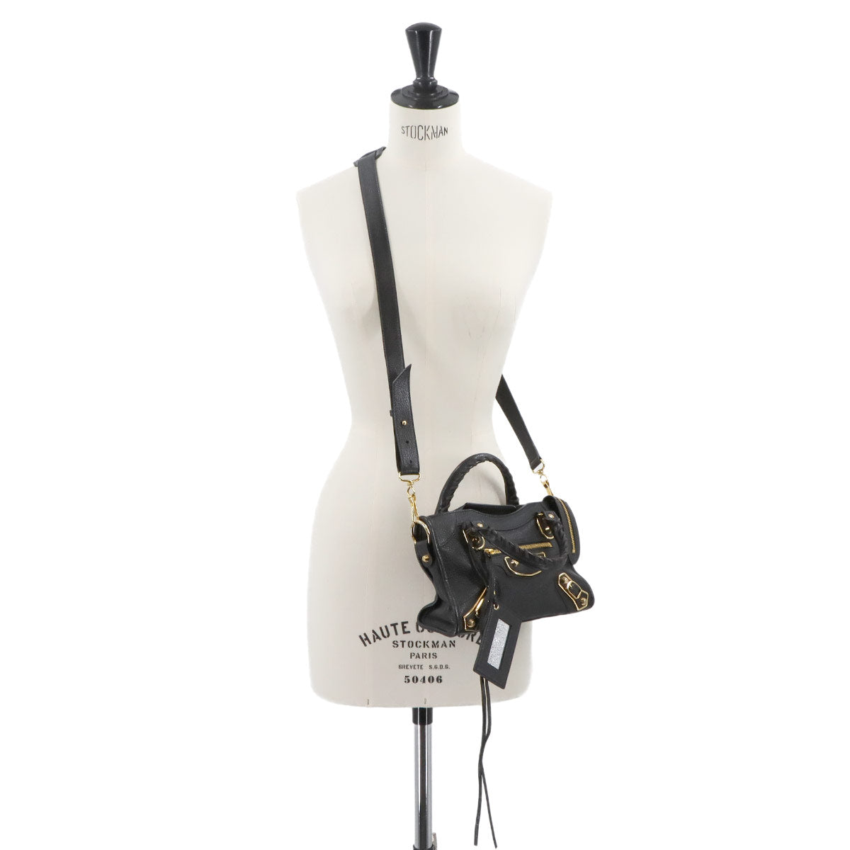 Classic Metalic Edge Mini City Hand Shoulder Bag Black