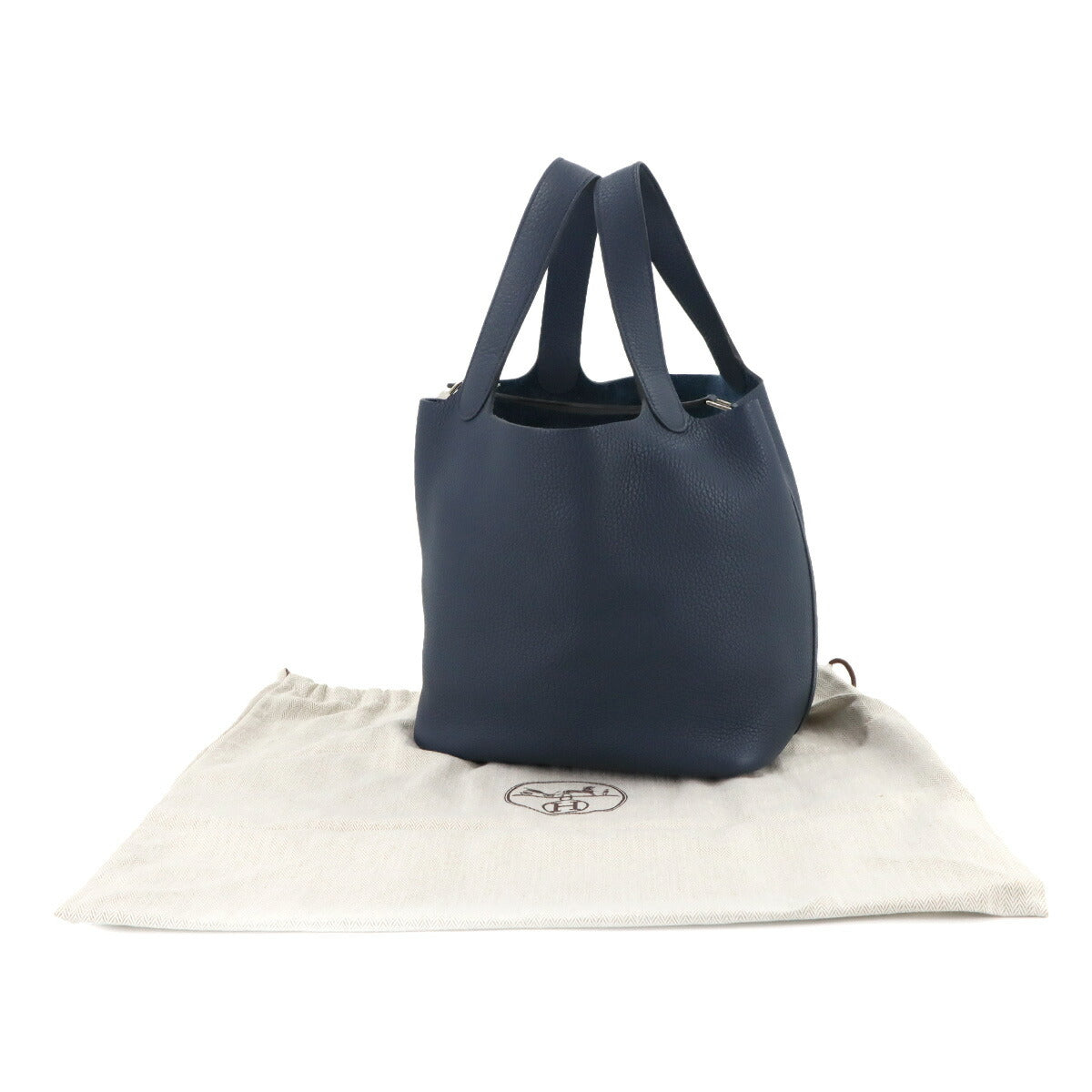 Picotin Lock MM Hand Bag Taurillon Clemence Bleu de Prusse