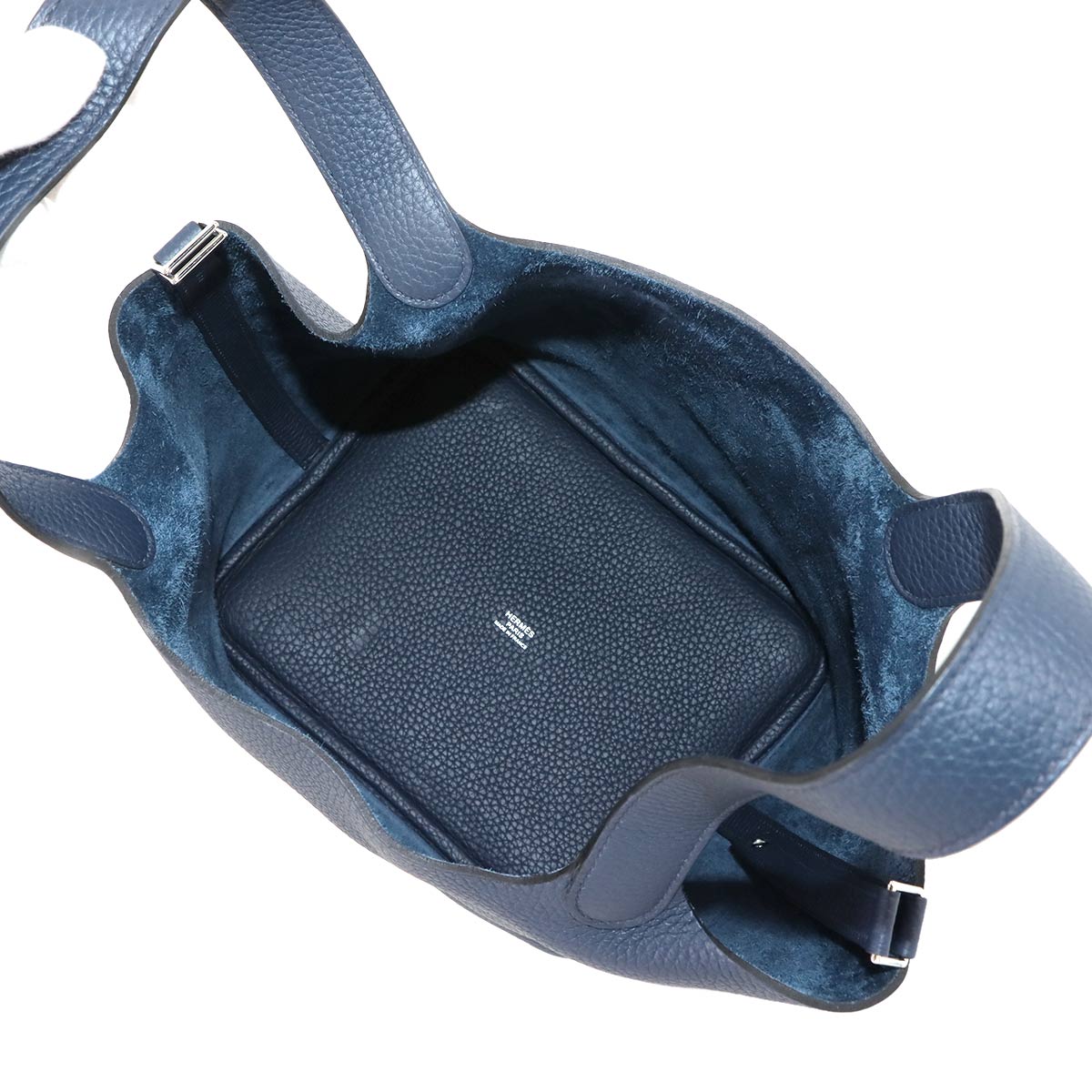 Picotin Lock MM Hand Bag Taurillon Clemence Bleu de Prusse