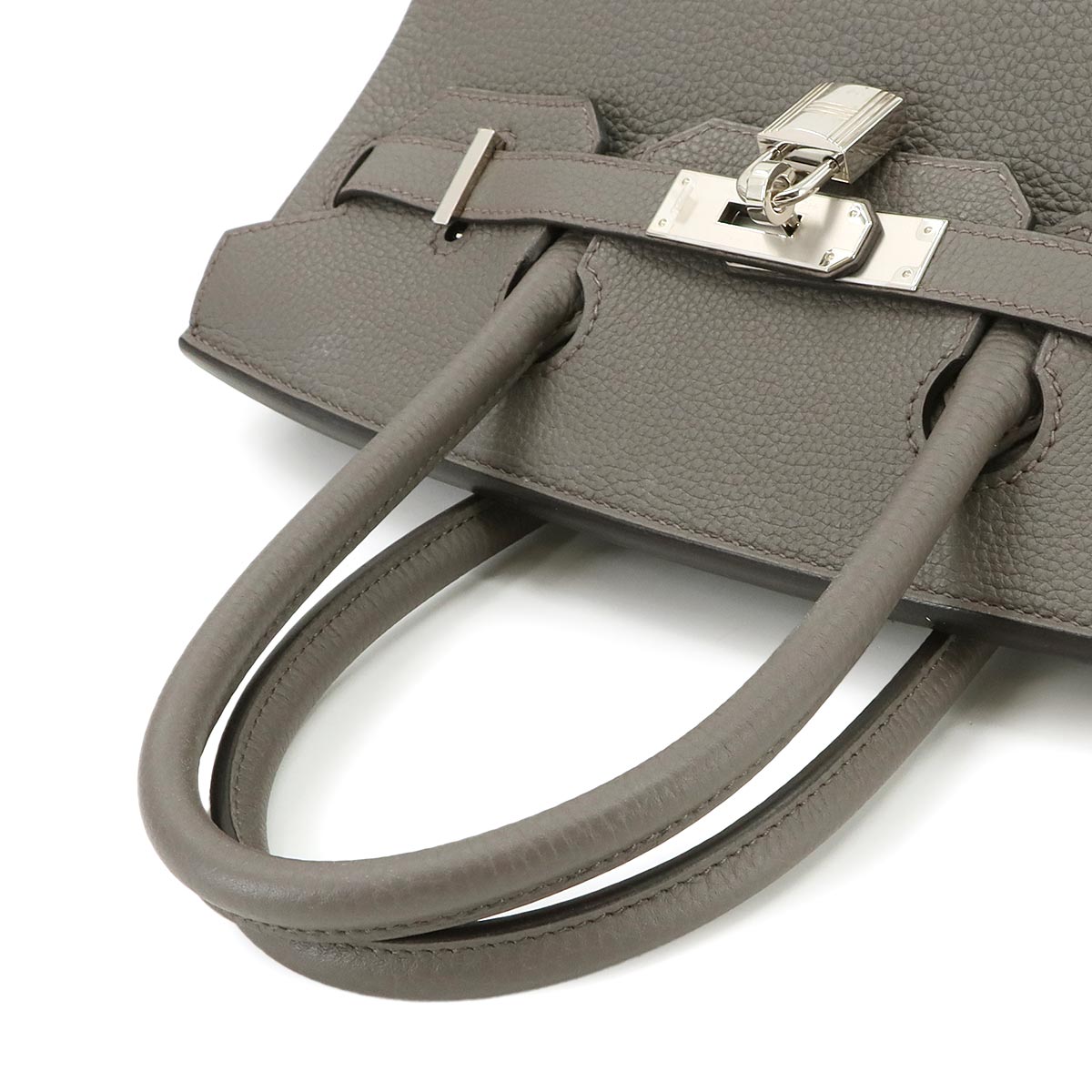 Birkin 30 Veau Togo Etain Hand Bag Grey Purse