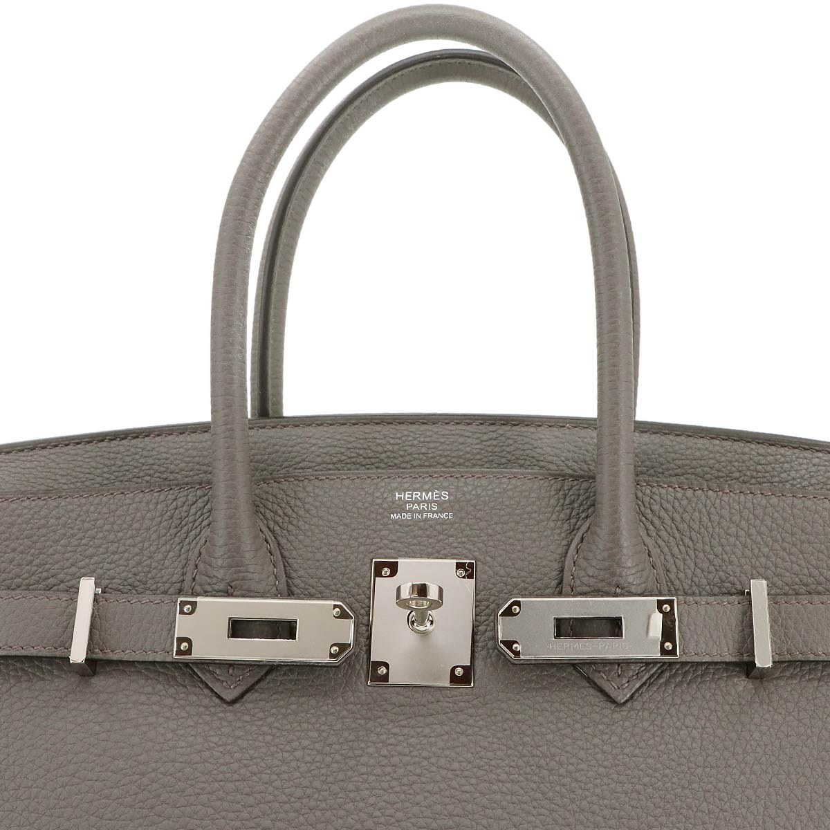 Birkin 30 Veau Togo Etain Hand Bag Grey Purse
