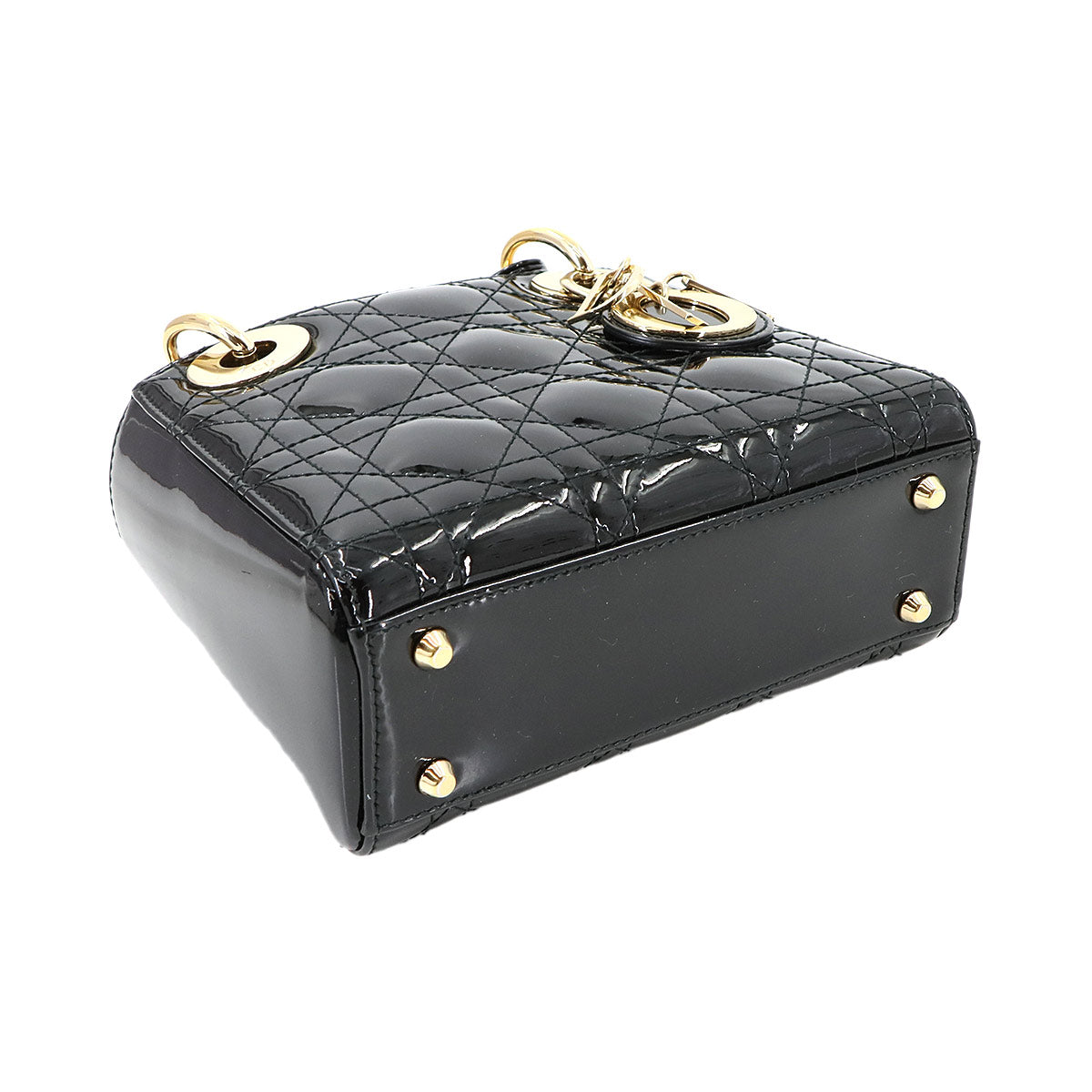 Lady Dior Mini Hand Shoulder Bag Patent leather Black