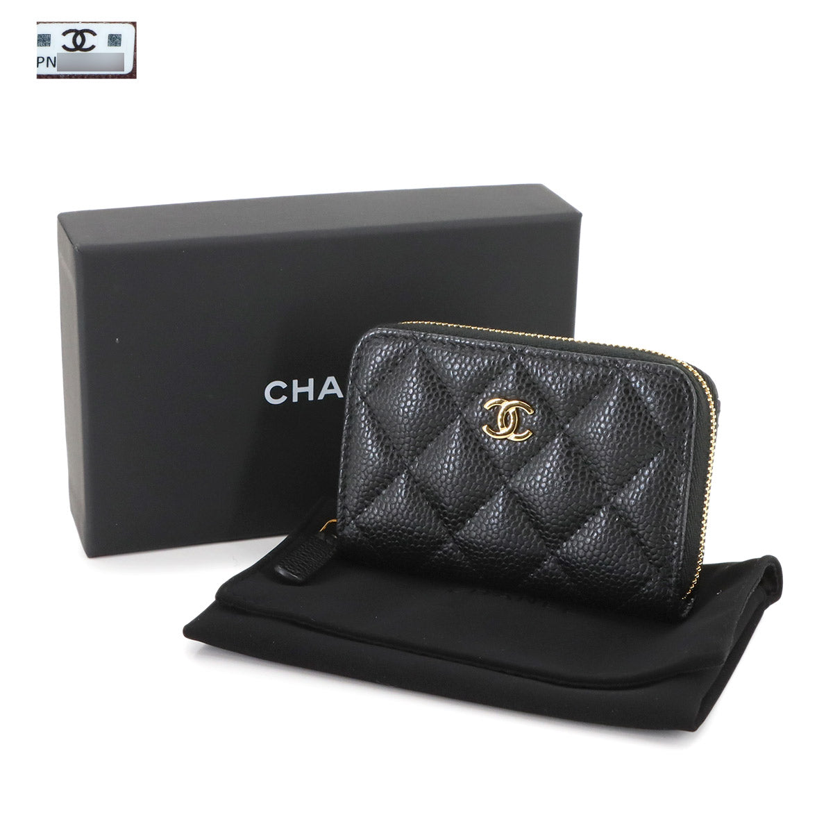 Matelasse Coin Case Purse Leather Black AP0216