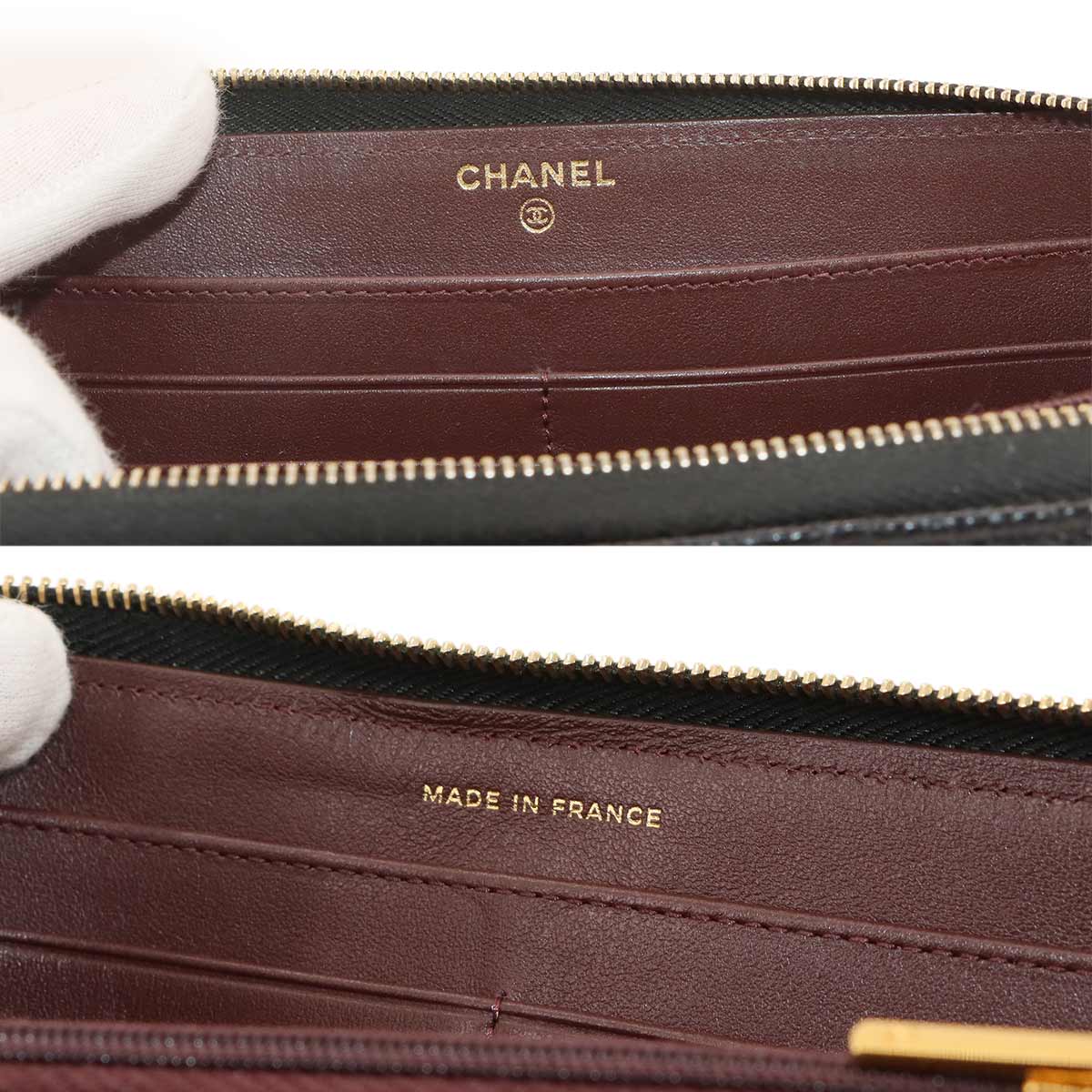 Matelasse Classic Long Zipped Wallet Leather Black AP0242