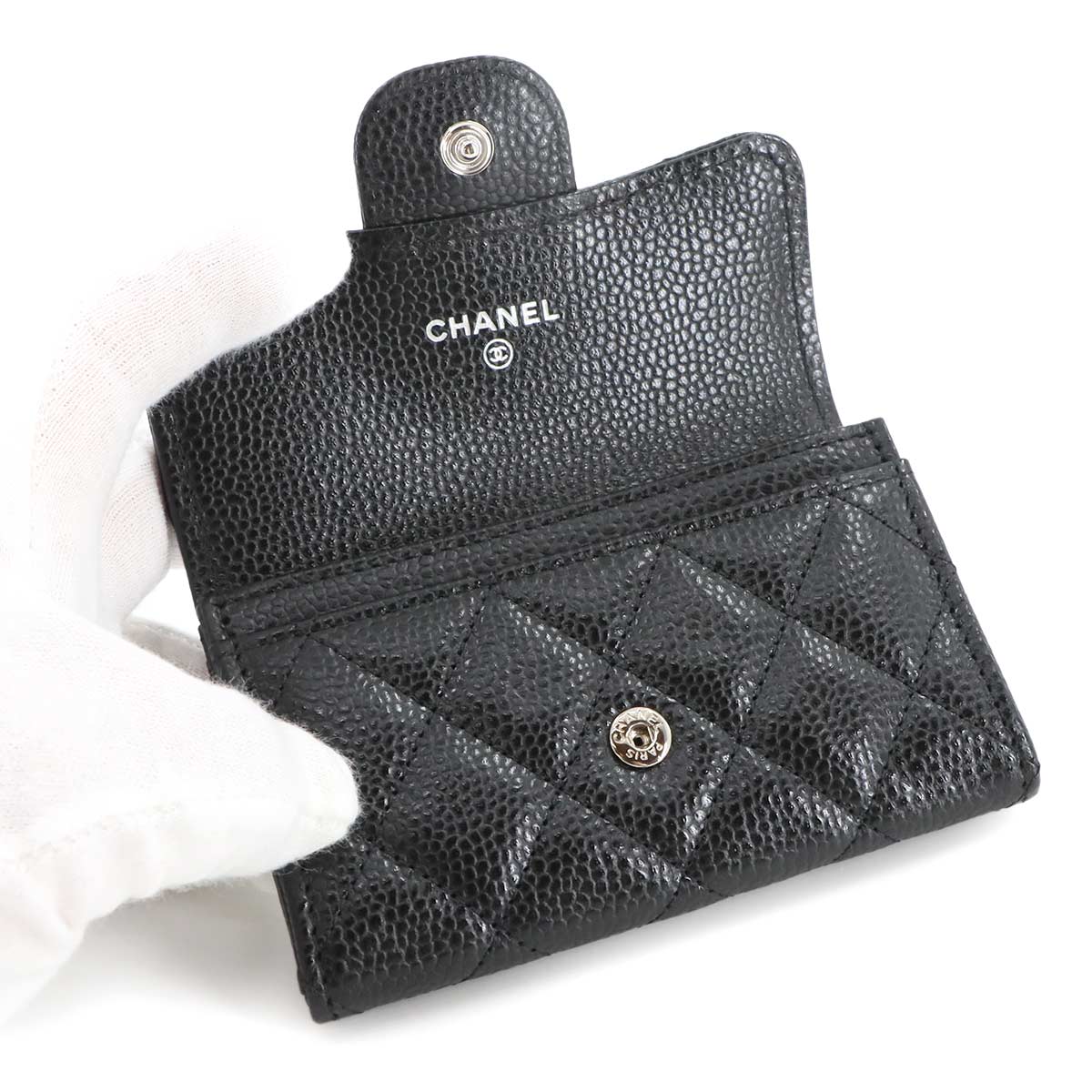 Matelasse Card Case Leather Black AP0214 Accessory
