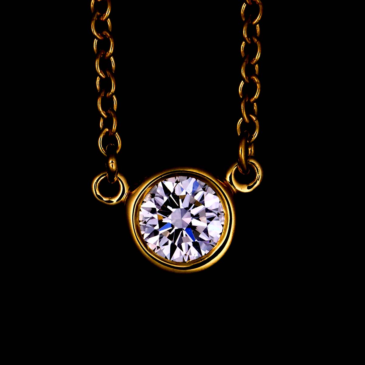 TIFFANY Co. By The Yard Diamond 0.18ct G/VVS1/3EX Necklace 18K YG 750