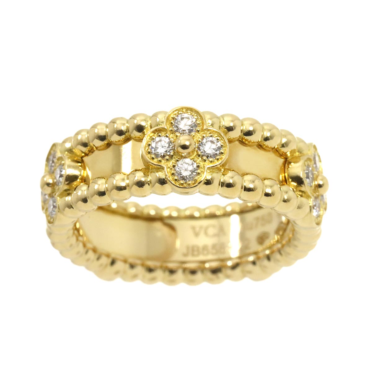 Perlee Sweet clover Diamond Ring 18K YG 750 46 3.75 US