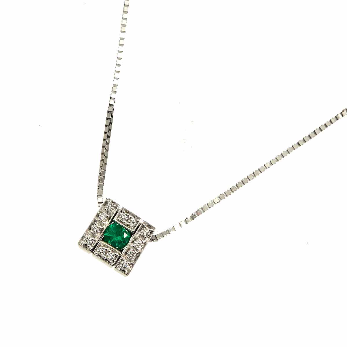 Belle Epoque Emerald Diamond Necklace 18K WG 750
