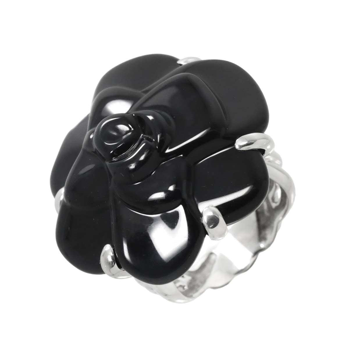Camelia Ceramic Ring 18K WG 750 Size6.75(US)