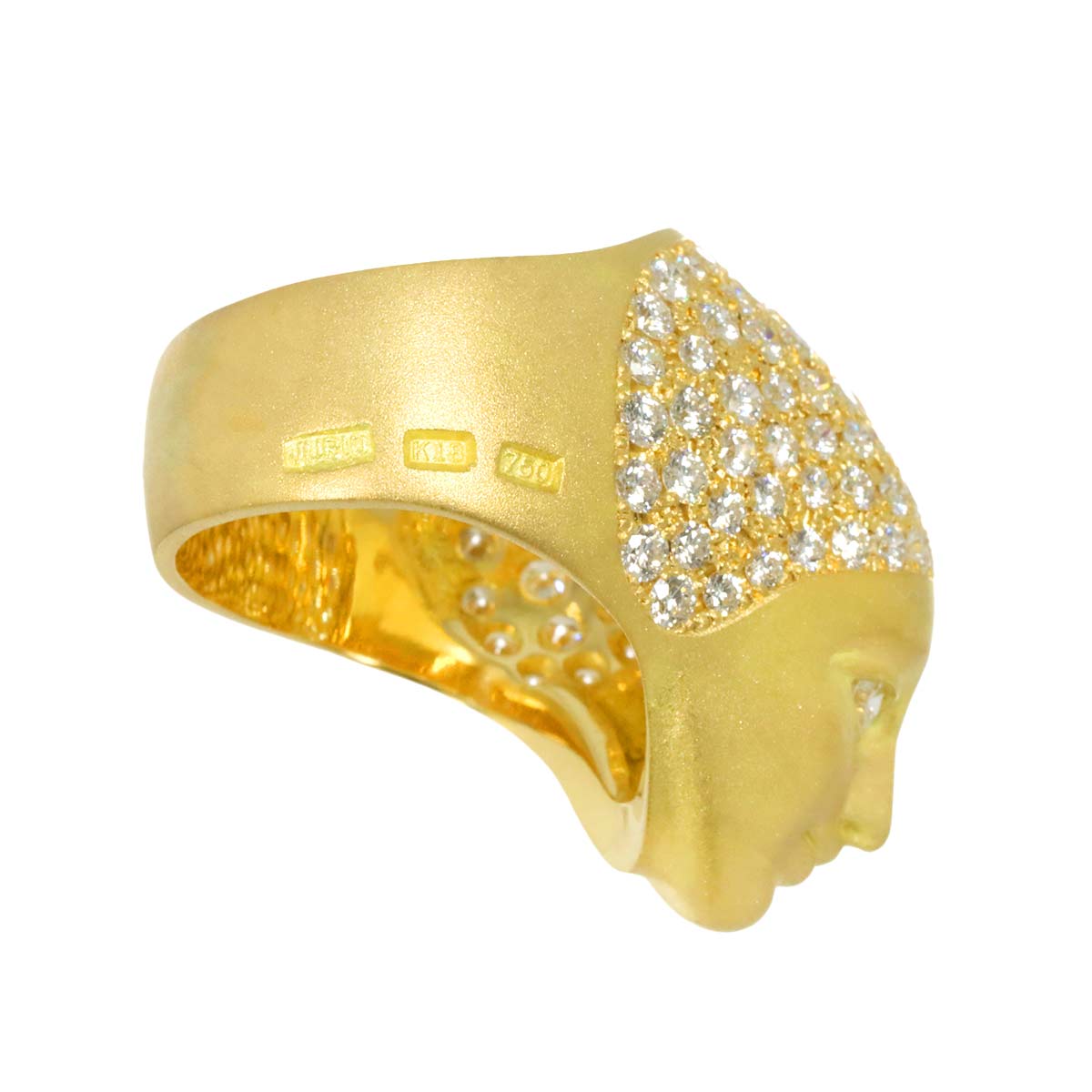 Diamond 3.35ct Ring 18K YG 750 size7.25(US)