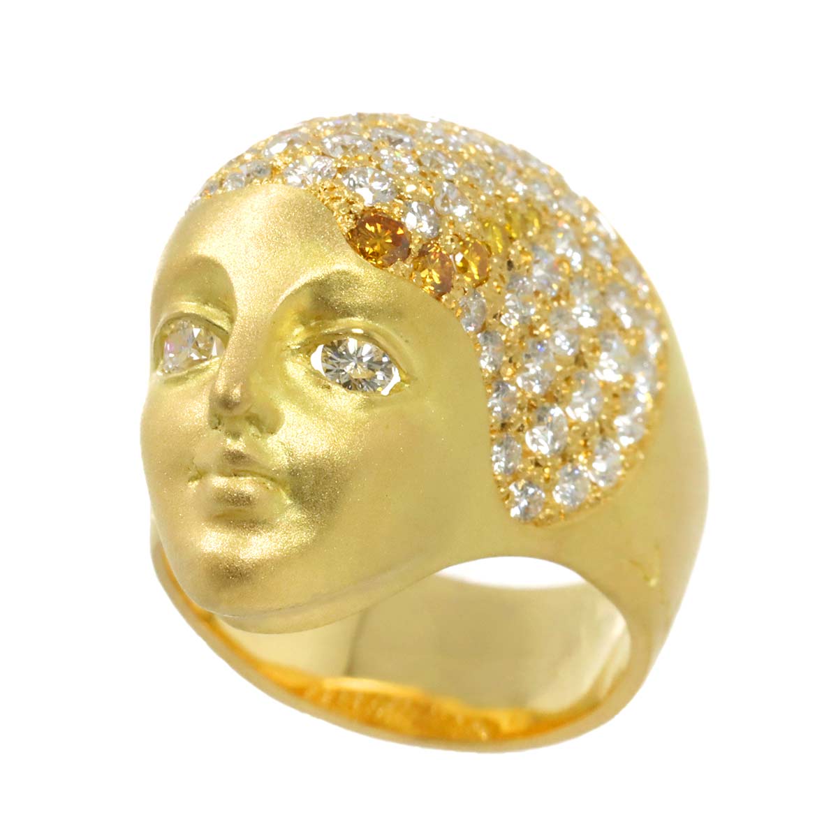 Diamond 3.35ct Ring 18K YG 750 size7.25(US)