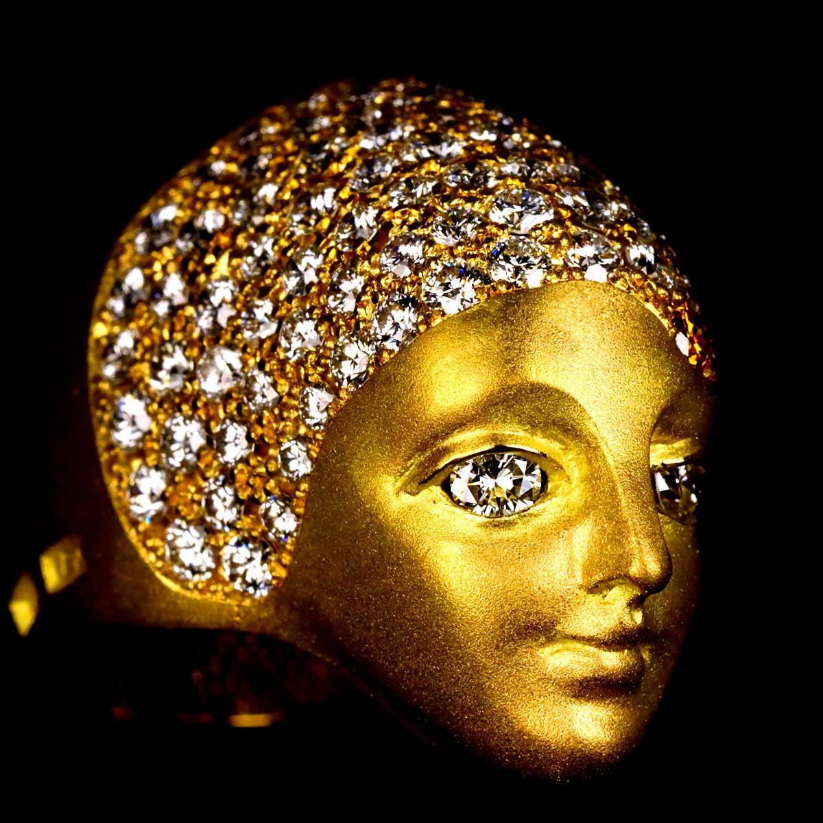 Diamond 3.35ct Ring 18K YG 750 size7.25(US)