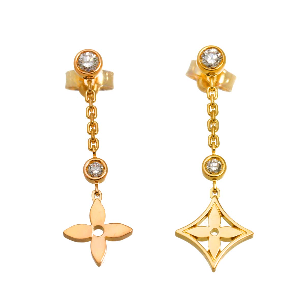 Monogram Idylle Diamond Earrings Pierced 18K YG PG 750