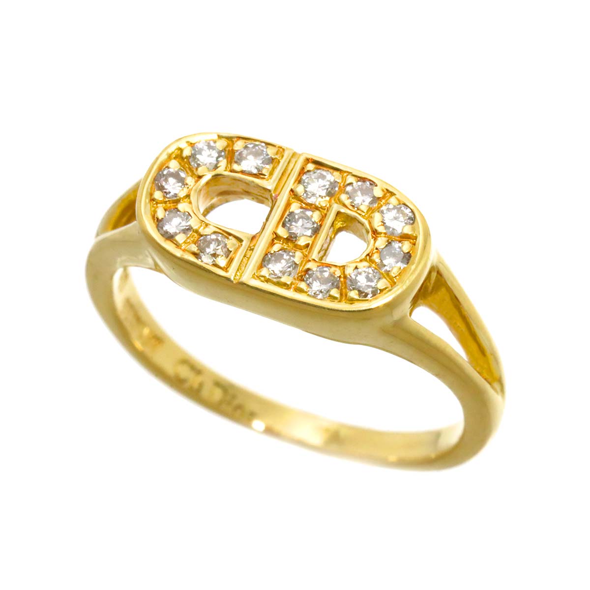 Diamond Ring 18K YG 750 size4.5(US)