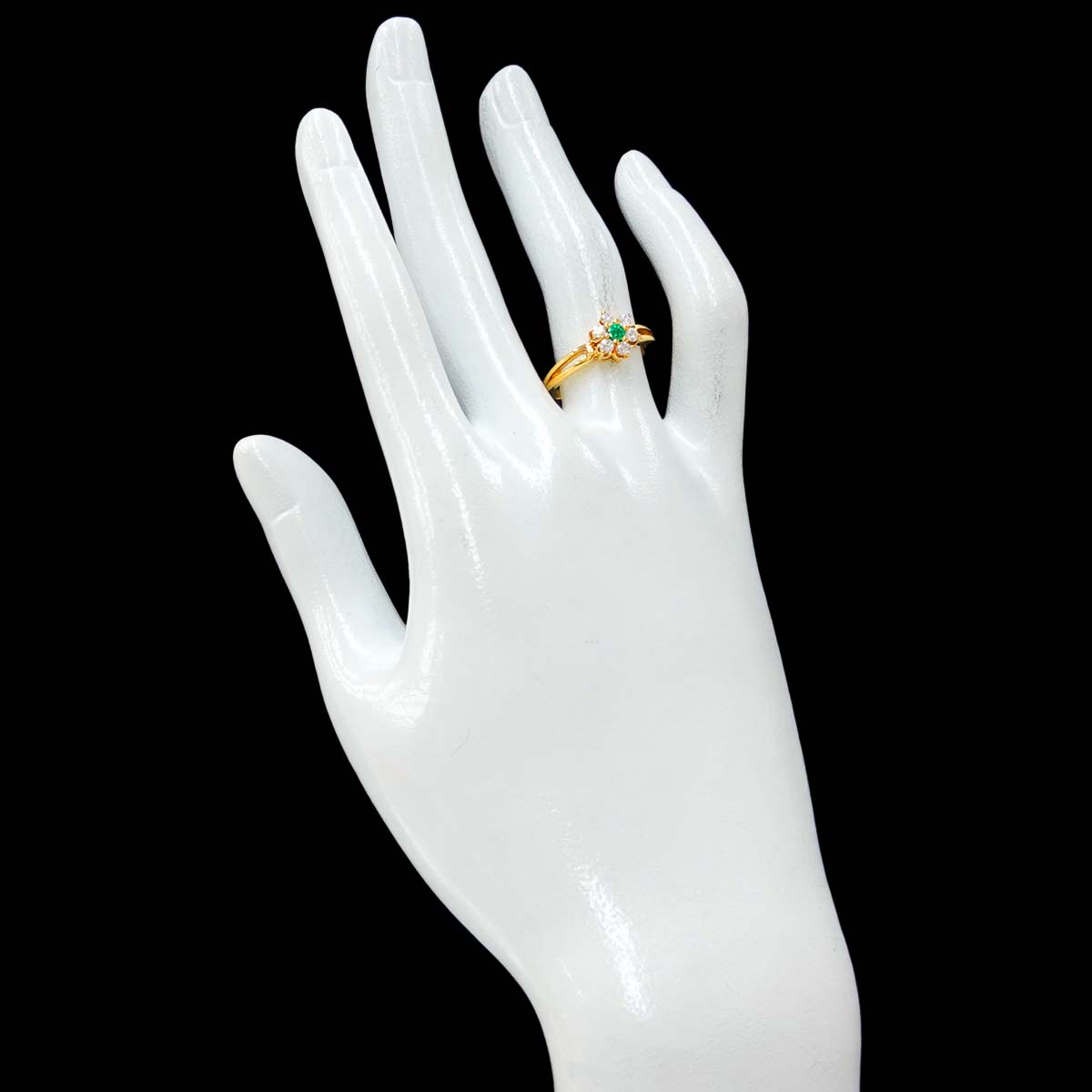 Emerald 0.12ct Diamond 0.24ct Ring 18K YG 750 Size6.75(US) Ring 18K YG 750 Size6.75(US)