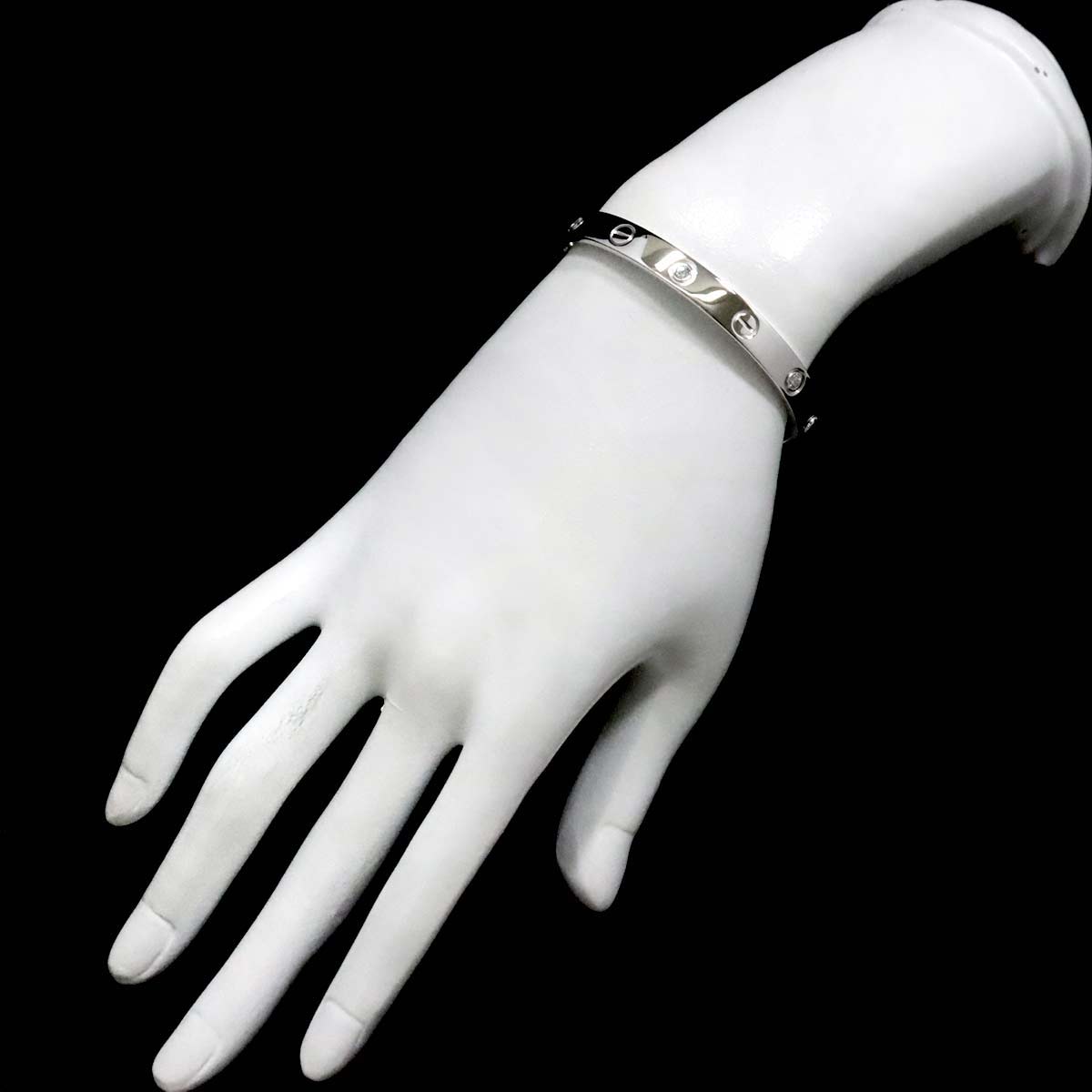 Love Bracelet Open Diamond 1P Bangle 18K WG 750 Size17