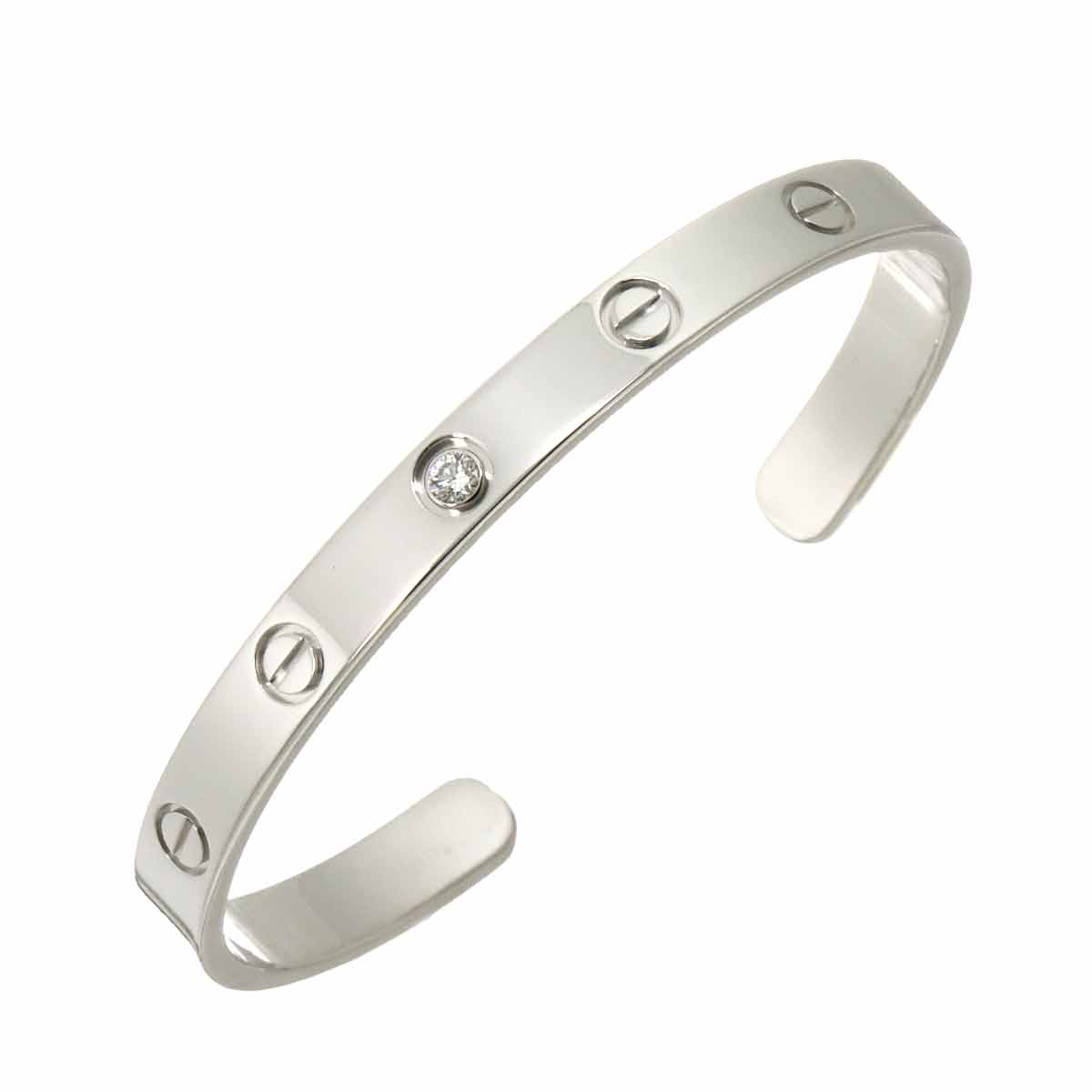 Love Bracelet Open Diamond 1P Bangle 18K WG 750 Size17