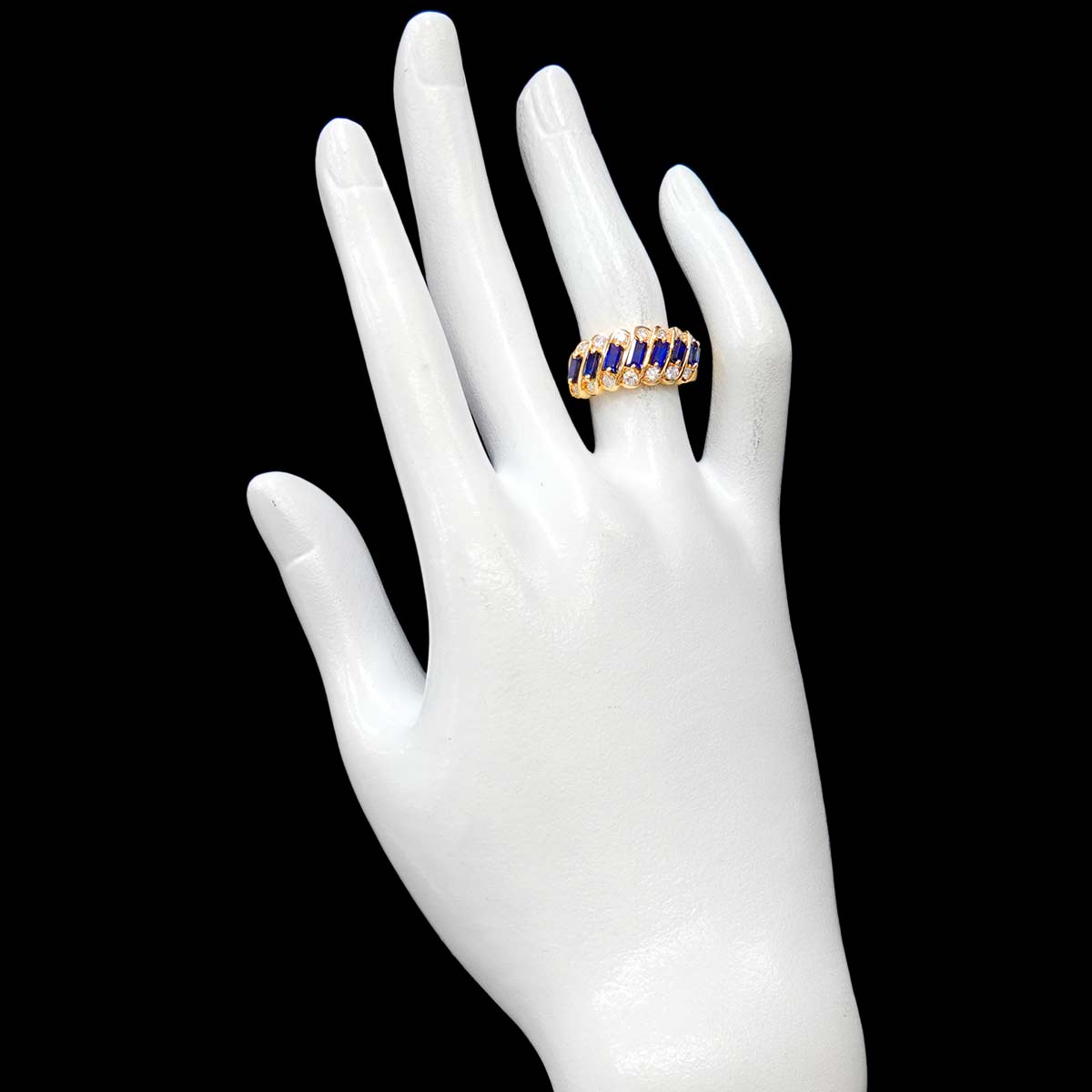 Sapphire 1.11ct Diamond 0.50ct Ring 18K YG 750 Size5.5-5.75(US)