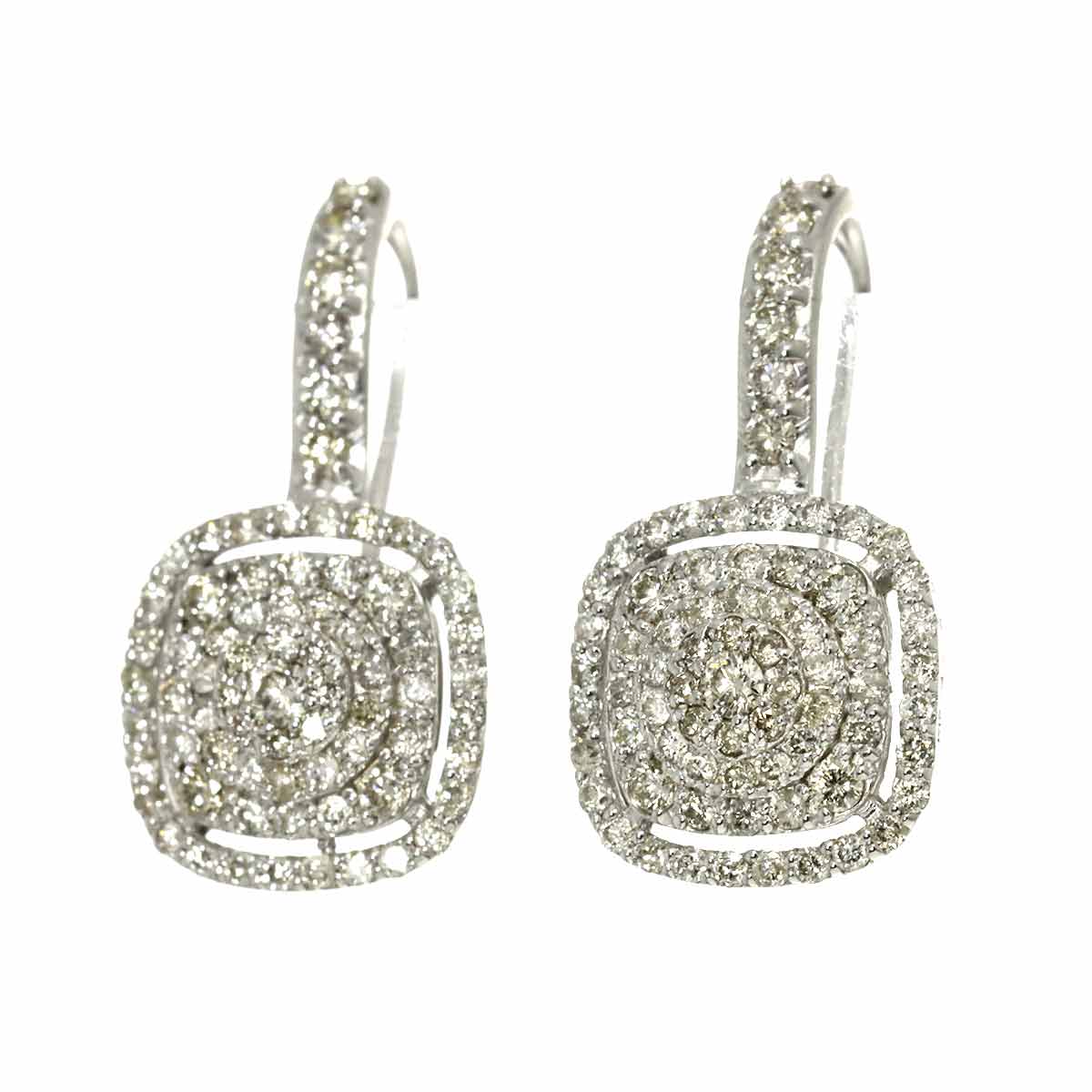 Diamond 0.40ct/0.40ct Earrings Pierced 18K K18 WG 750