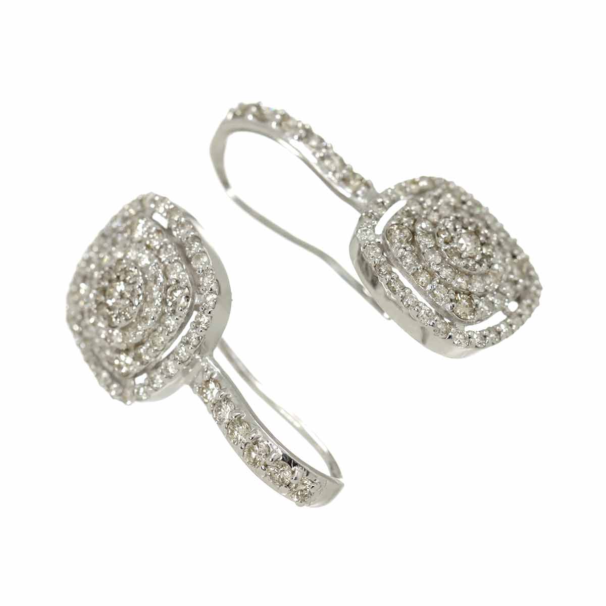 Diamond 0.40ct/0.40ct Earrings Pierced 18K K18 WG 750