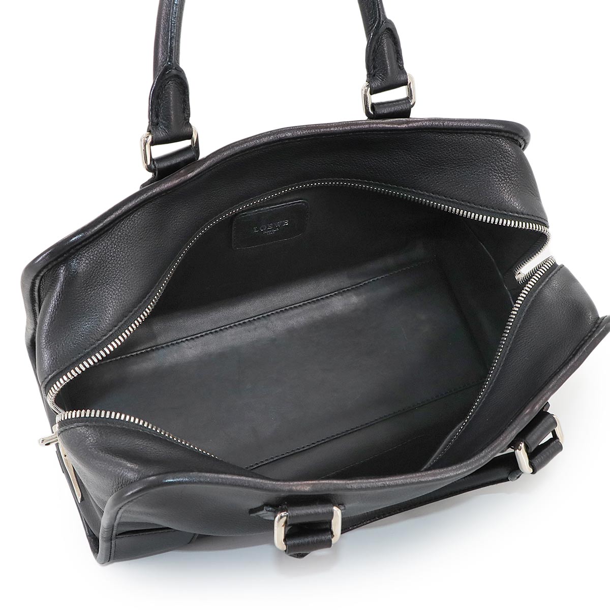 Amazona 28 Hand Bag Leather Black Anagram Purse