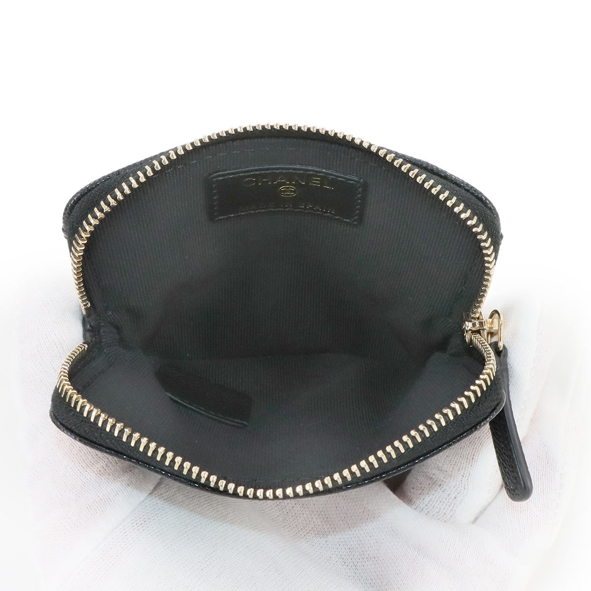 Matelasse Coin Case Purse Leather Black