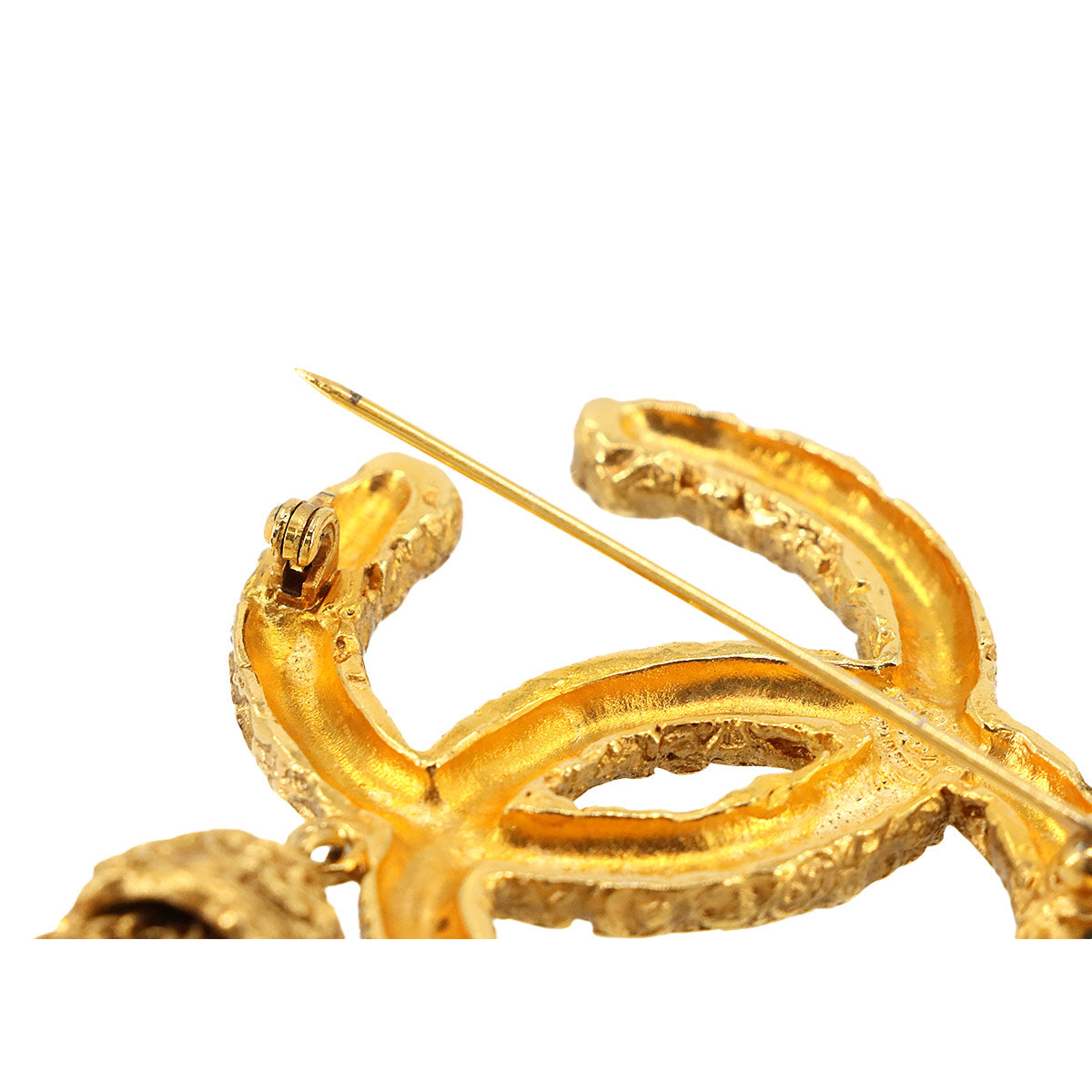 Coco Logos Brooch Gold Accessory Vintage 93A 90293494