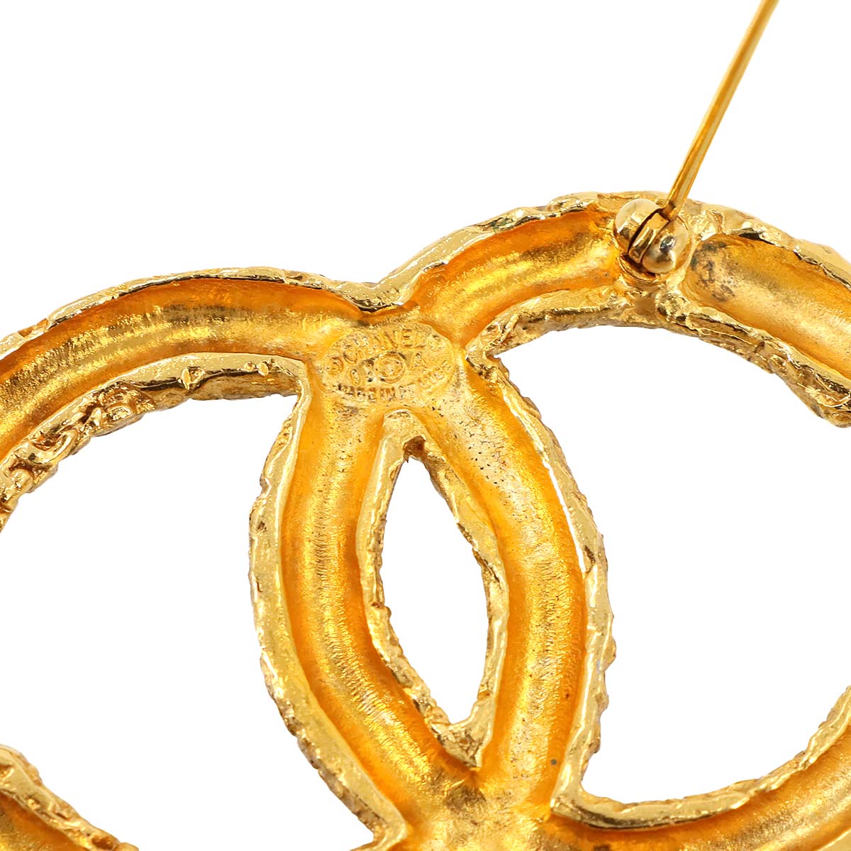 Coco Logos Brooch Gold Accessory Vintage 93A 90293494