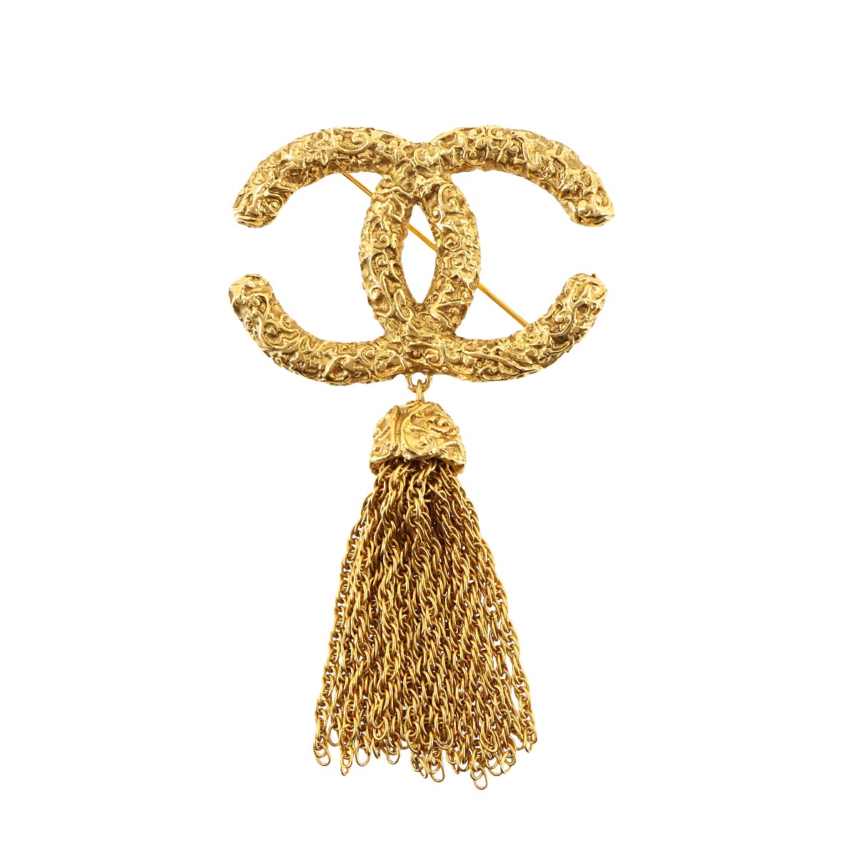 Coco Logos Brooch Gold Accessory Vintage 93A 90293494