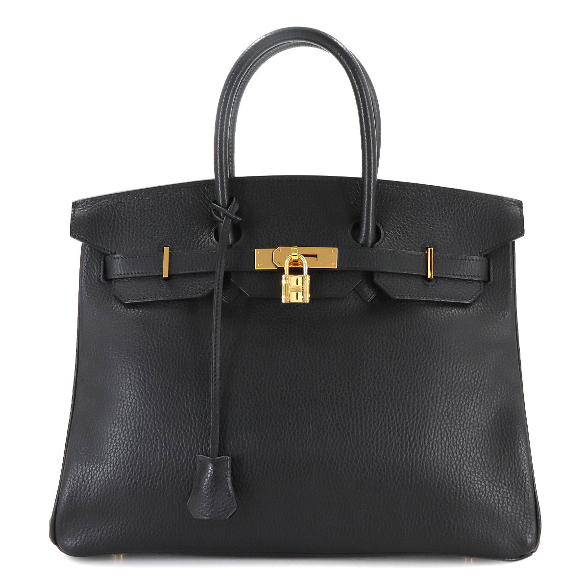 Birkin 35 Ardennes Leather Black Hand Bag Vintage Purse