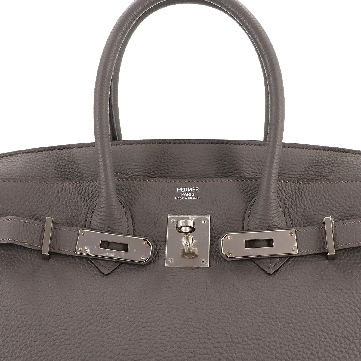 Birkin 30 Veau Togo Etain Hand Bag Gray Purse