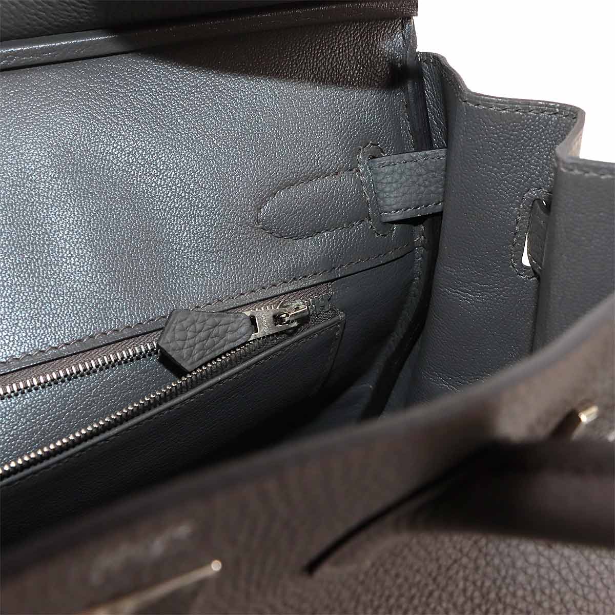 Birkin 30 Veau Togo Etain Hand Bag Gray Purse