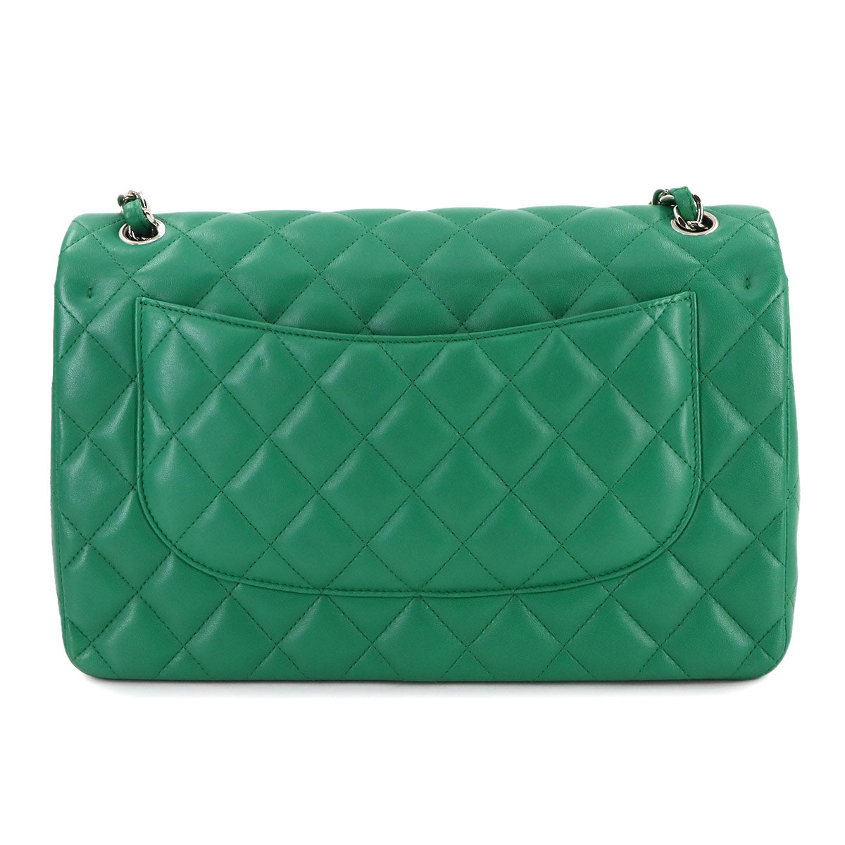 Jumbo Classic Double Flap Chain Bag 30cm Leather Green