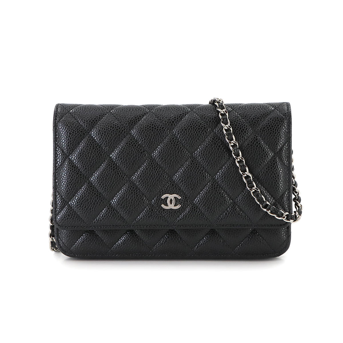 Matelasse Chain Wallet Leather Black AP3516