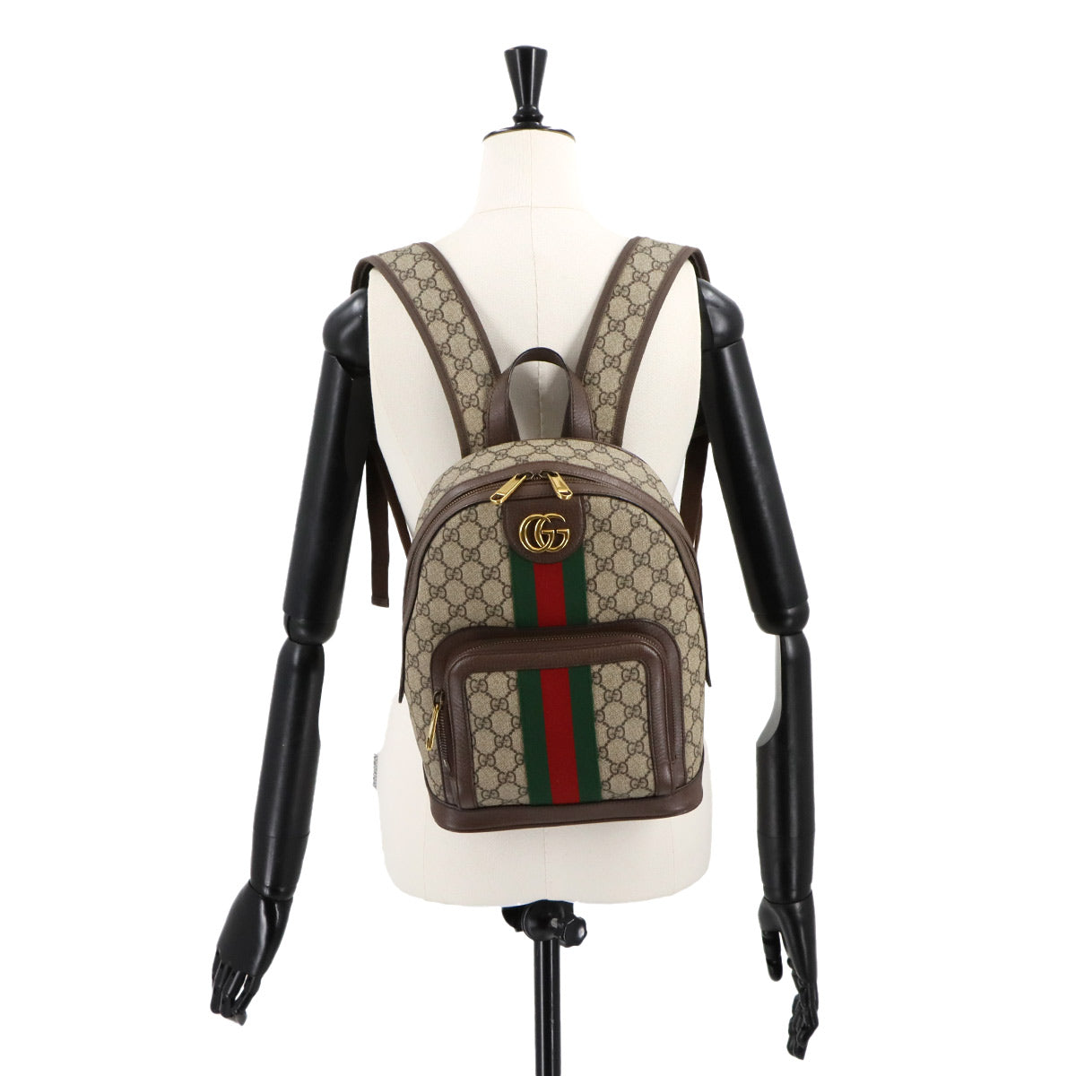 Ophidia GG Backpack GG Supreme Canvas Leather Beige Brown 735415