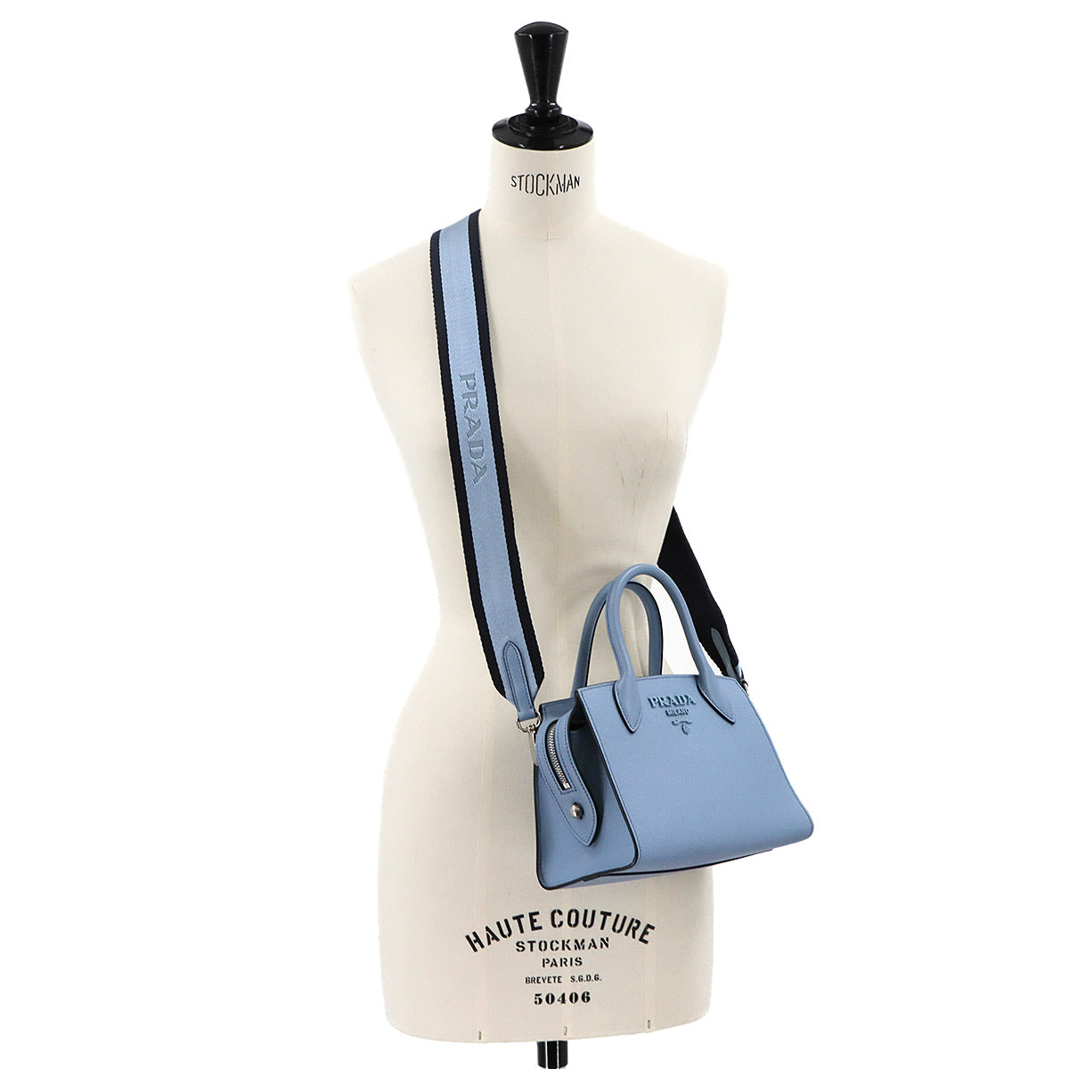 Monochrome Hand Shoulder Bag Saffiano Leather Blue 1BA269