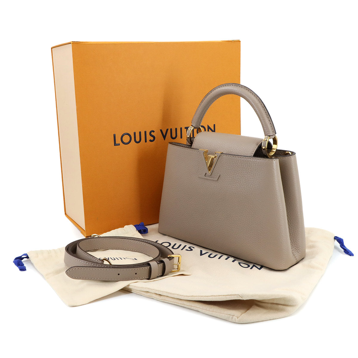 Capucines BB Hand Shoulder Bag Taurillon Leather Galet