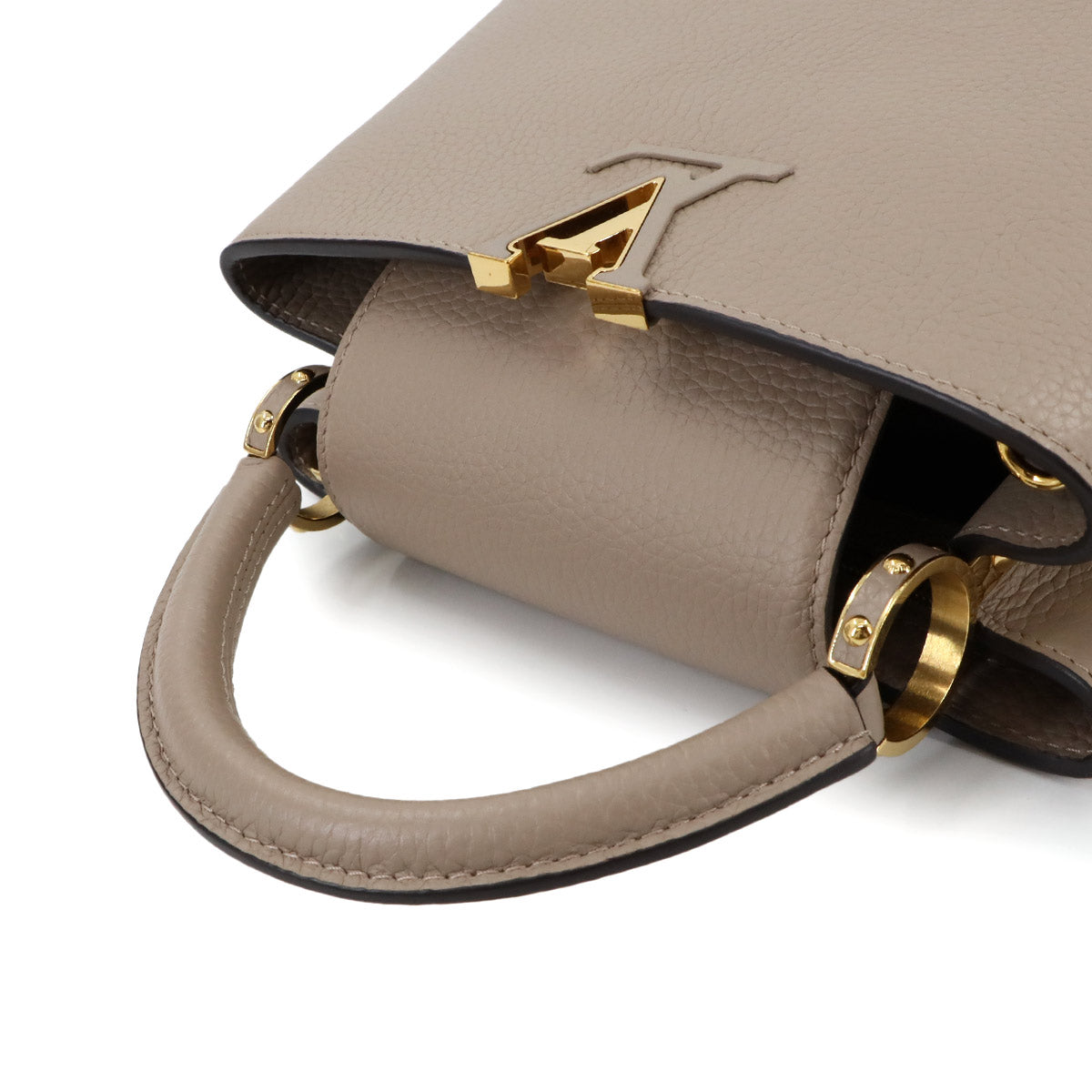 Capucines BB Hand Shoulder Bag Taurillon Leather Galet